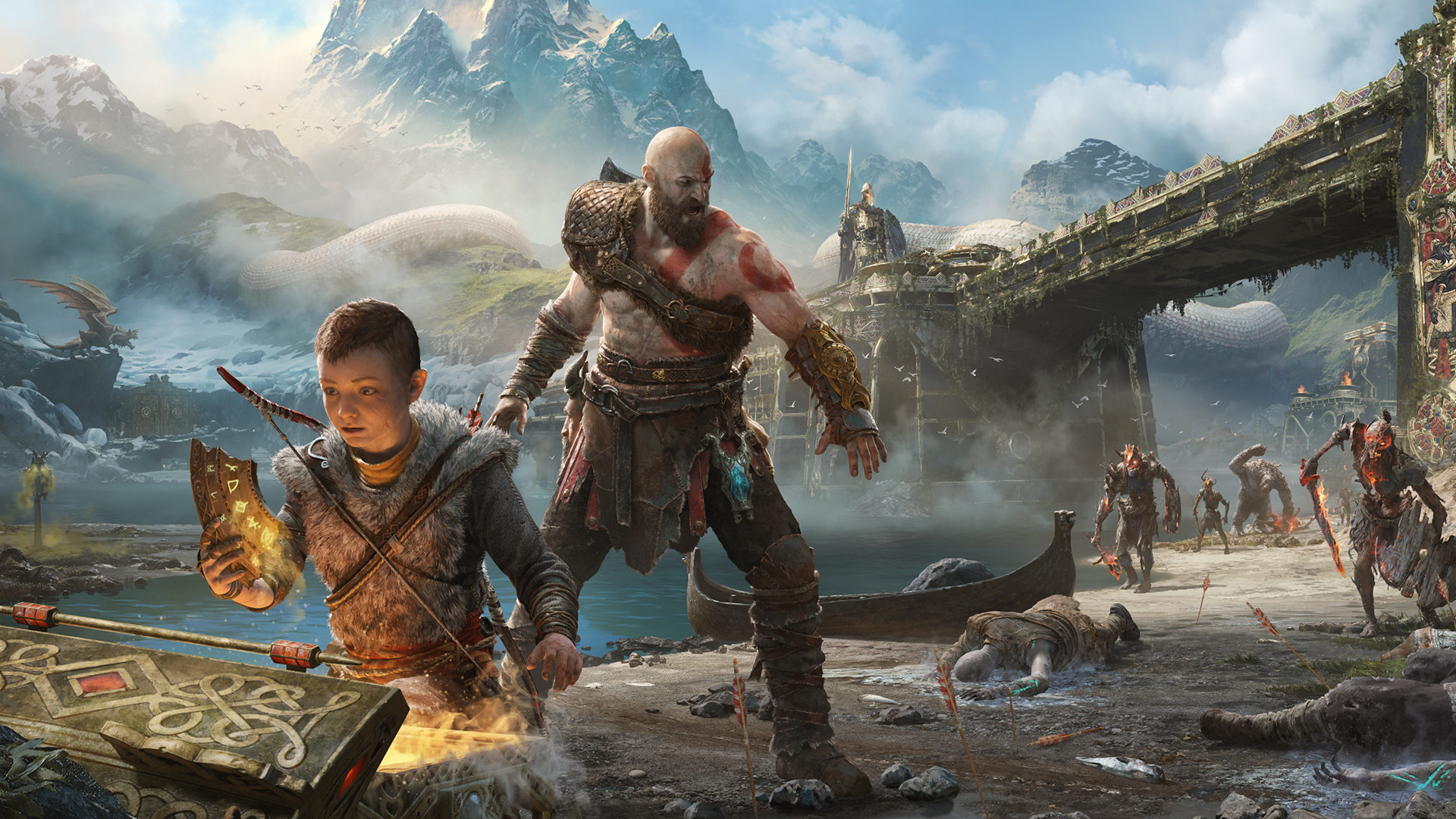 1920x1080 Road to Heaven Â· Kratos and Atreus in God of War414411624 - Kratos and  Atreus in God of War -