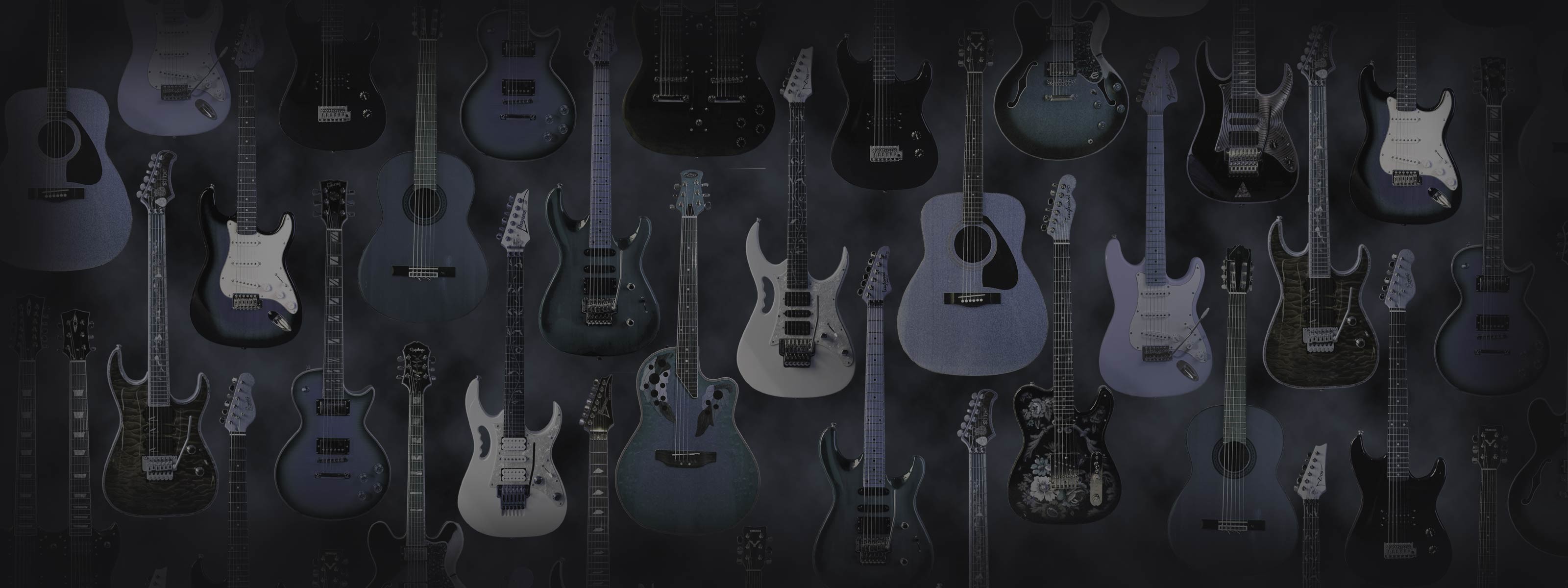 3200x1200 Dual monitor wallpaper, electric and acoustic guitars