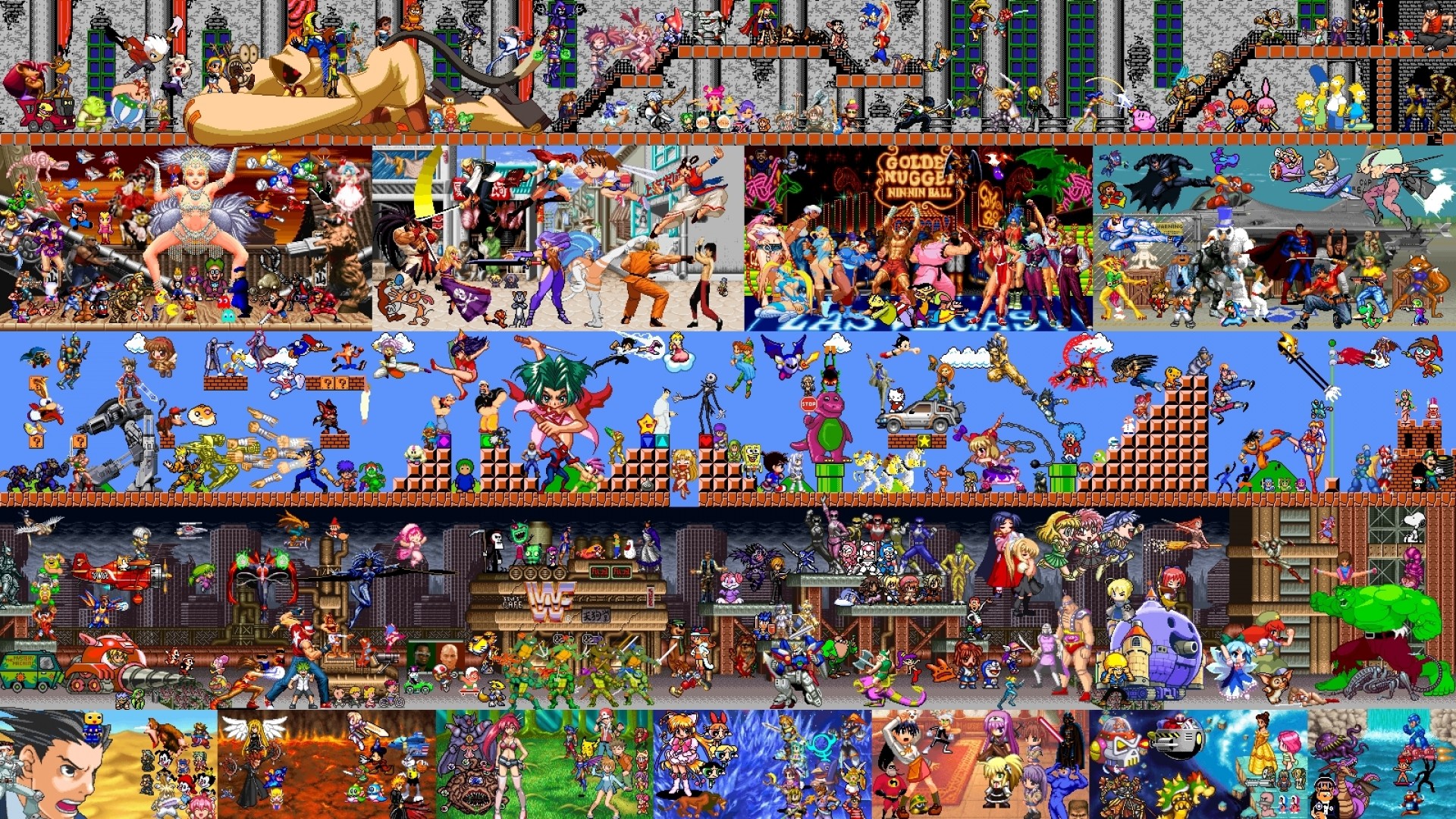 1920x1080 video games insane collage sprites 1600x900 wallpaper Art HD Wallpaper