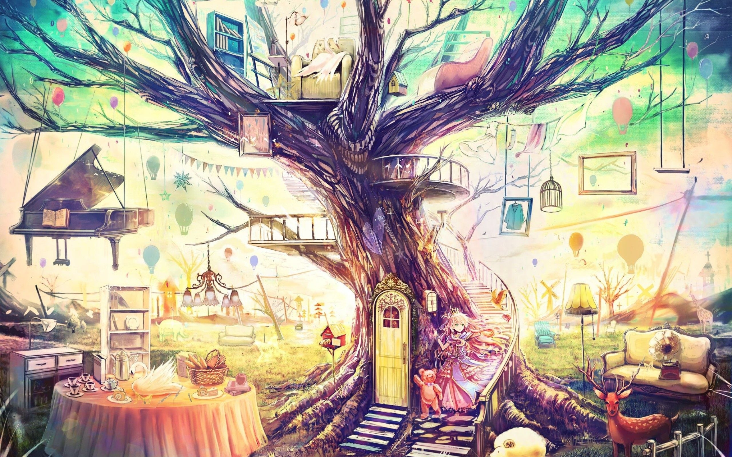 2560x1600 Anime Fantasy Tree Wallpaper At Fantasy Wallpapers
