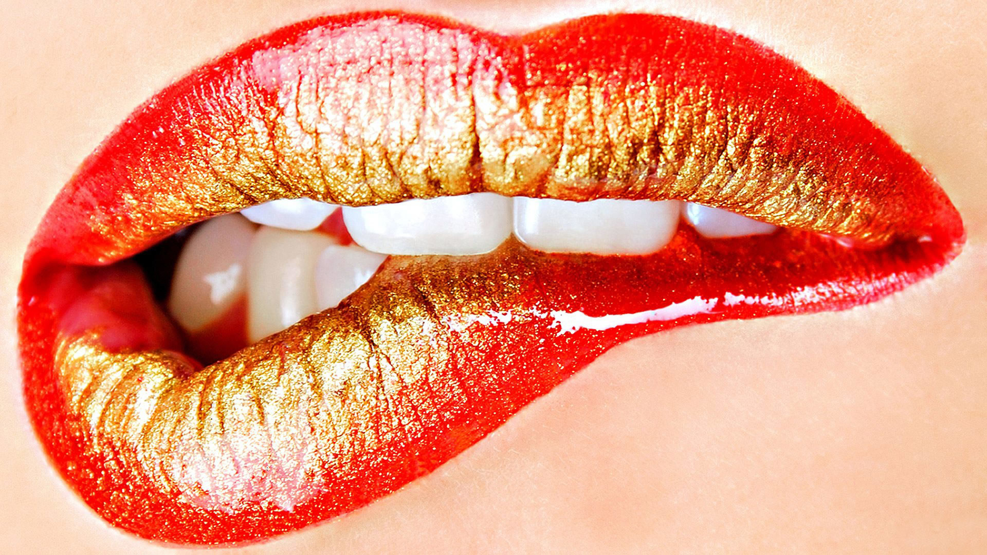 1920x1080 Lips Gold Kiss Lipstick Mouth Red Teeth Free Hd Wallpapers Resolution :  Filesize : kB, Added on July Tagged : lips