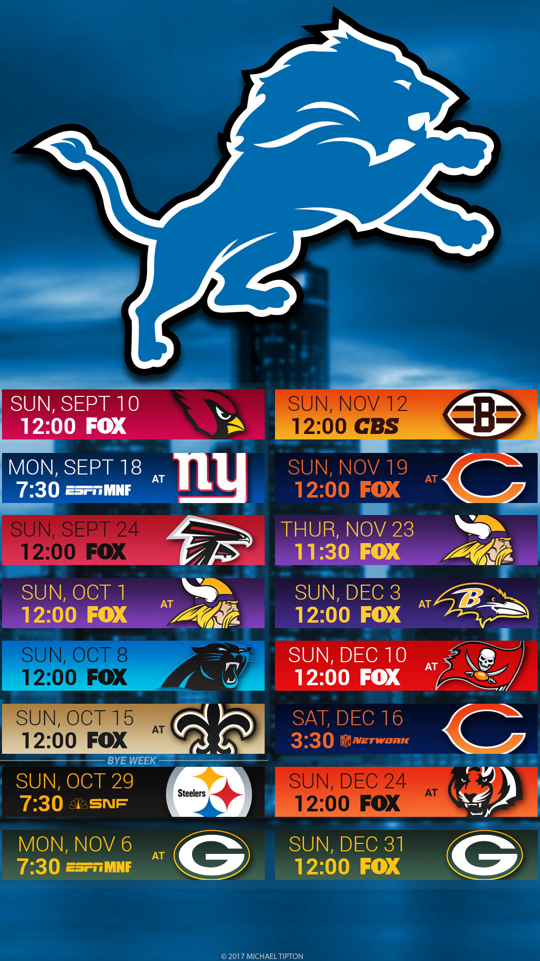 1080x1920 Detroit Lions 2017 schedule turf logo wallpaper free iphone 5, 6, 7, ...