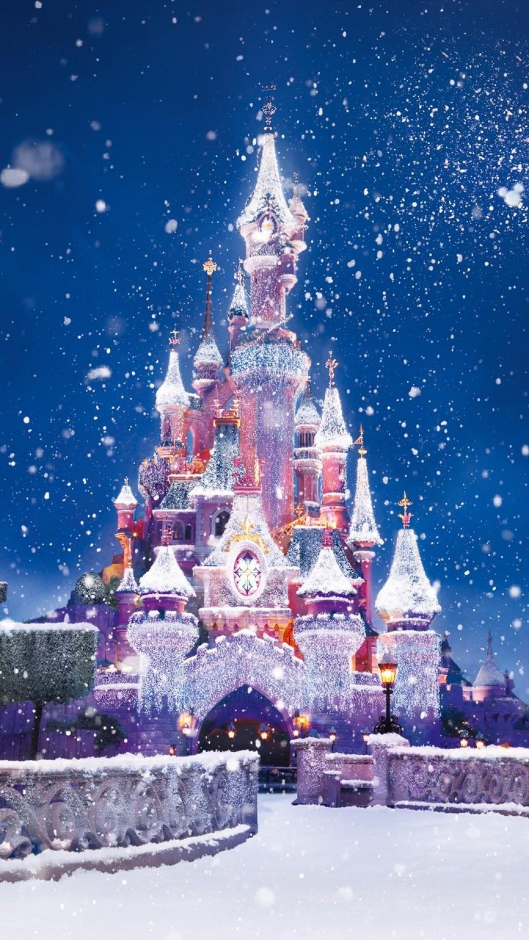 1080x1920 Disney Castle Christmas Lights Snow Android Wallpaper.jpg