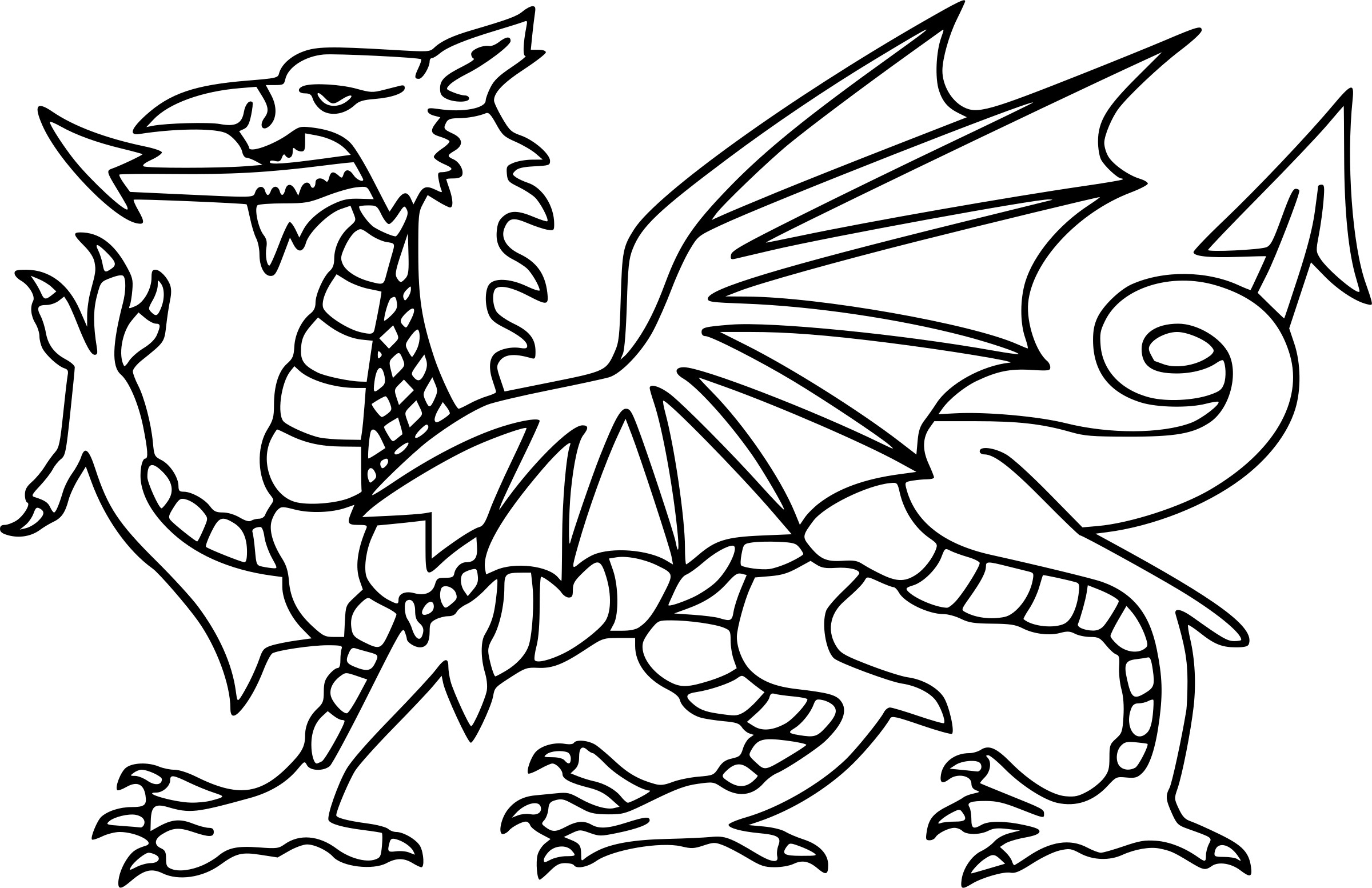 2400x1554 Wales Flag Clipart outline 1 - 2400 X 1554
