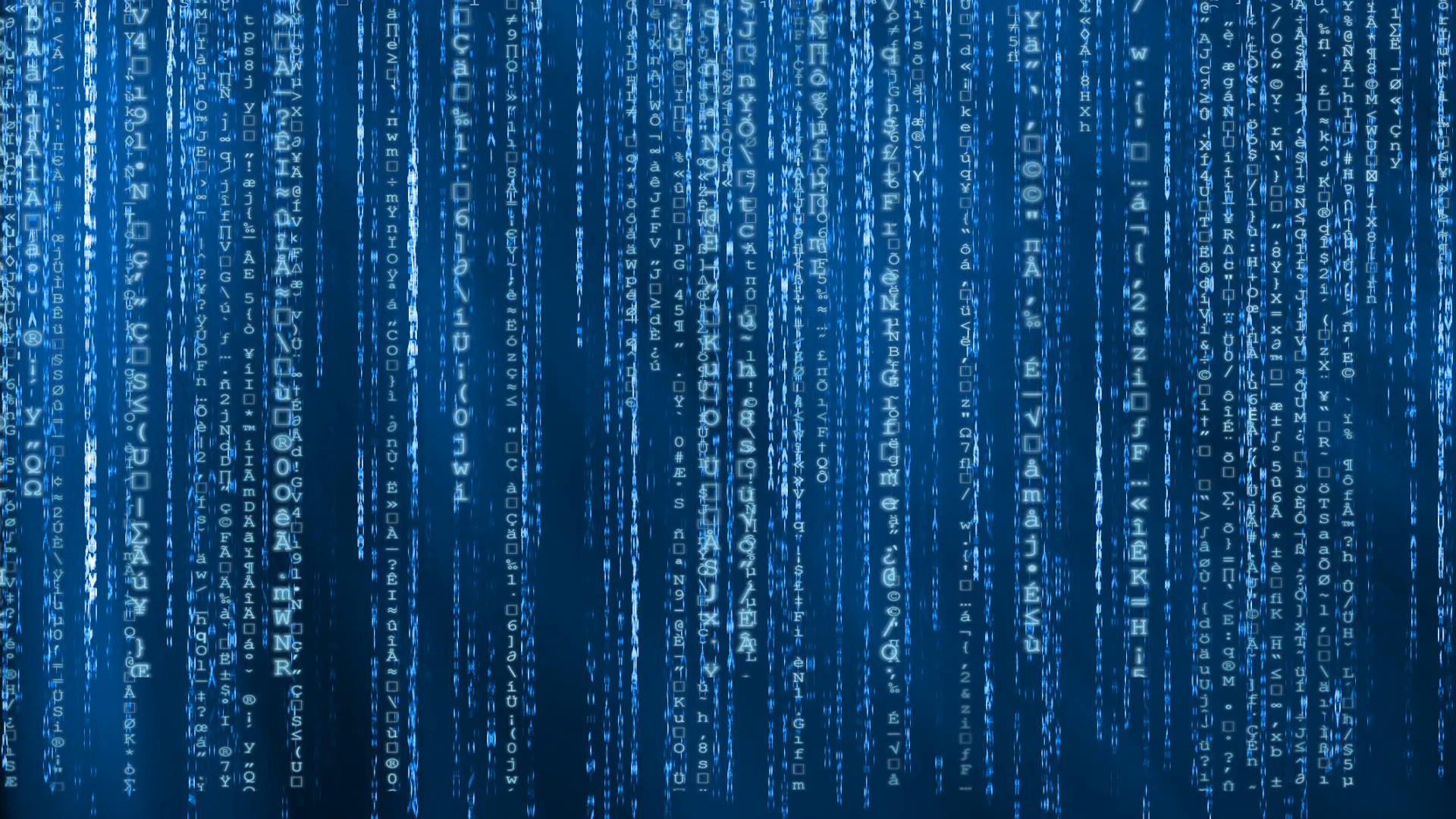1920x1080 ...  Blue animated matrix background, computer code with symbols  and