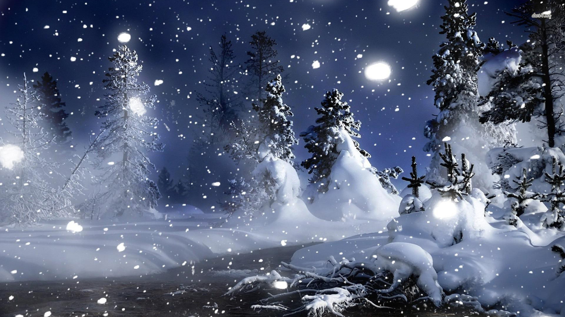 1920x1080 Snowy Night Android Wallpapers