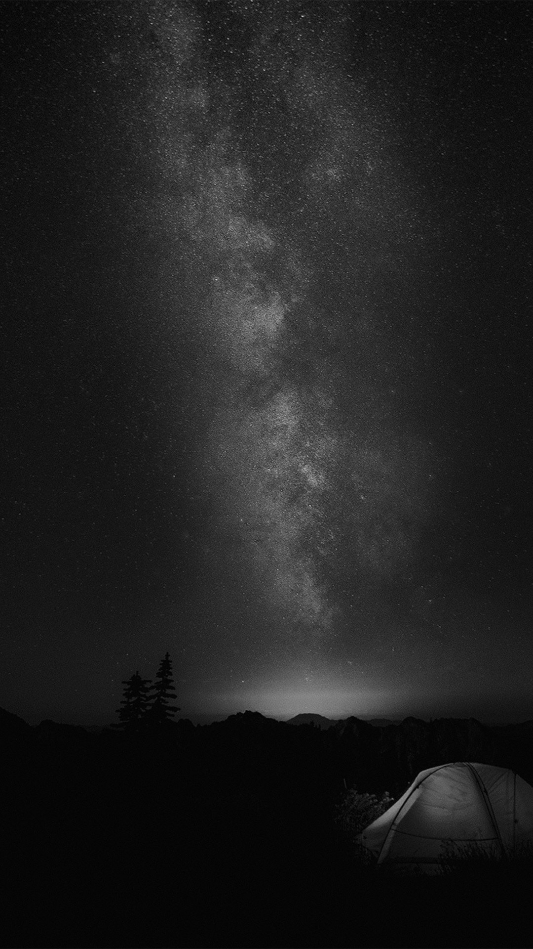 1080x1920 Camping Night Star Galaxy Milky Sky Dark Space Bw iPhone 8 wallpaper