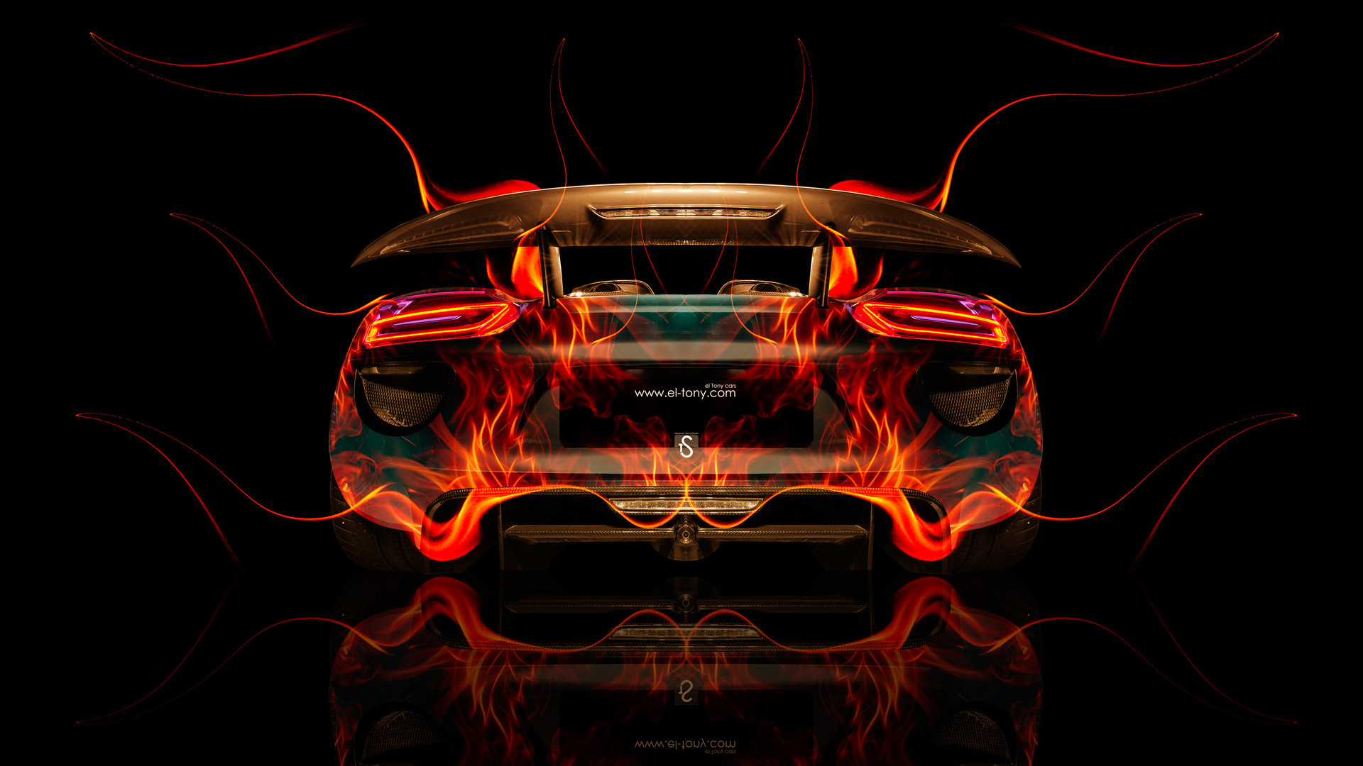 1920x1080 ... Porsche 918 Back Fire Abstract Car 2014