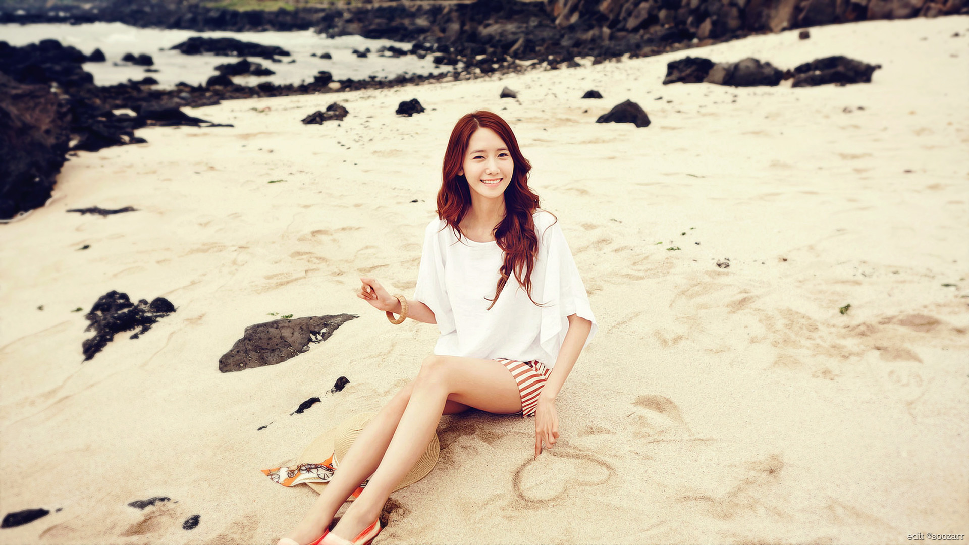 1920x1080 Yoona, Girls' Generation, Asian, SNSD, Girl, Sand, Beach,. Wallpaper Details