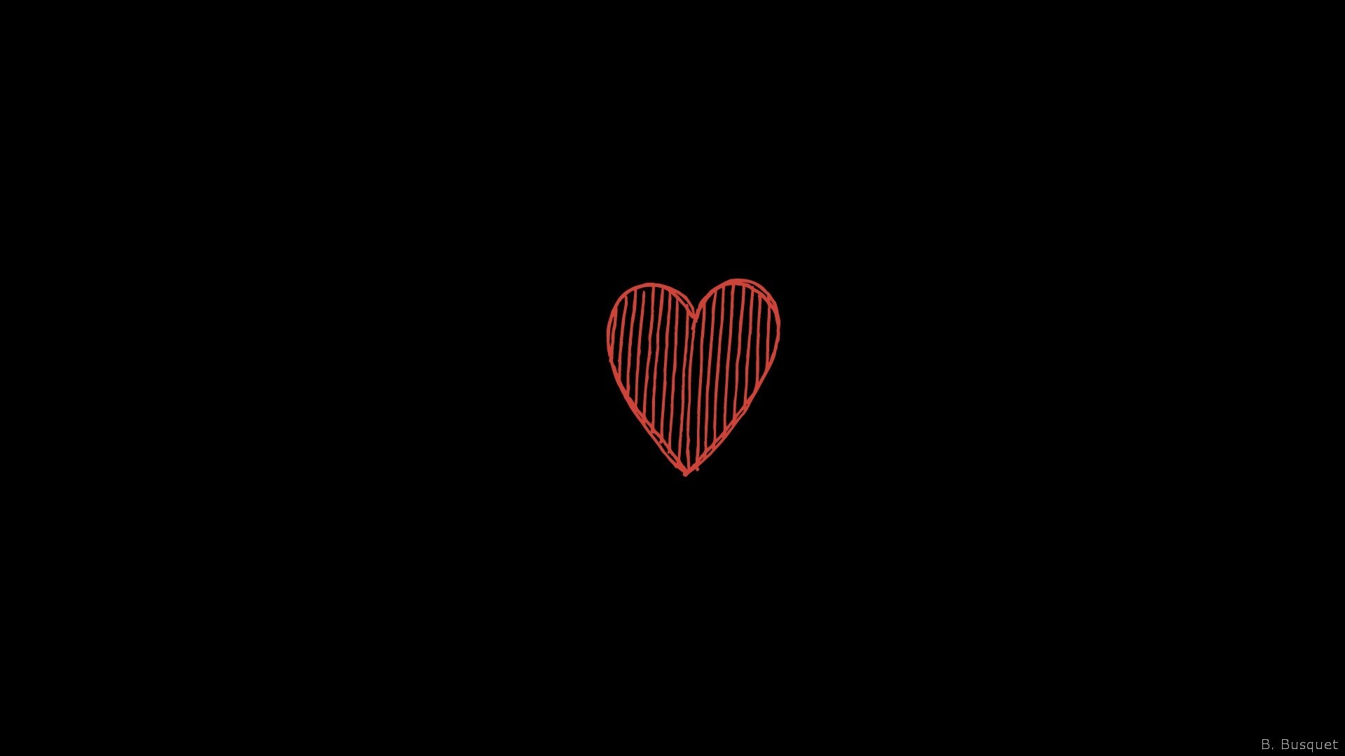 1920x1080 Black wallpaper with a heart with red stripes in the center.