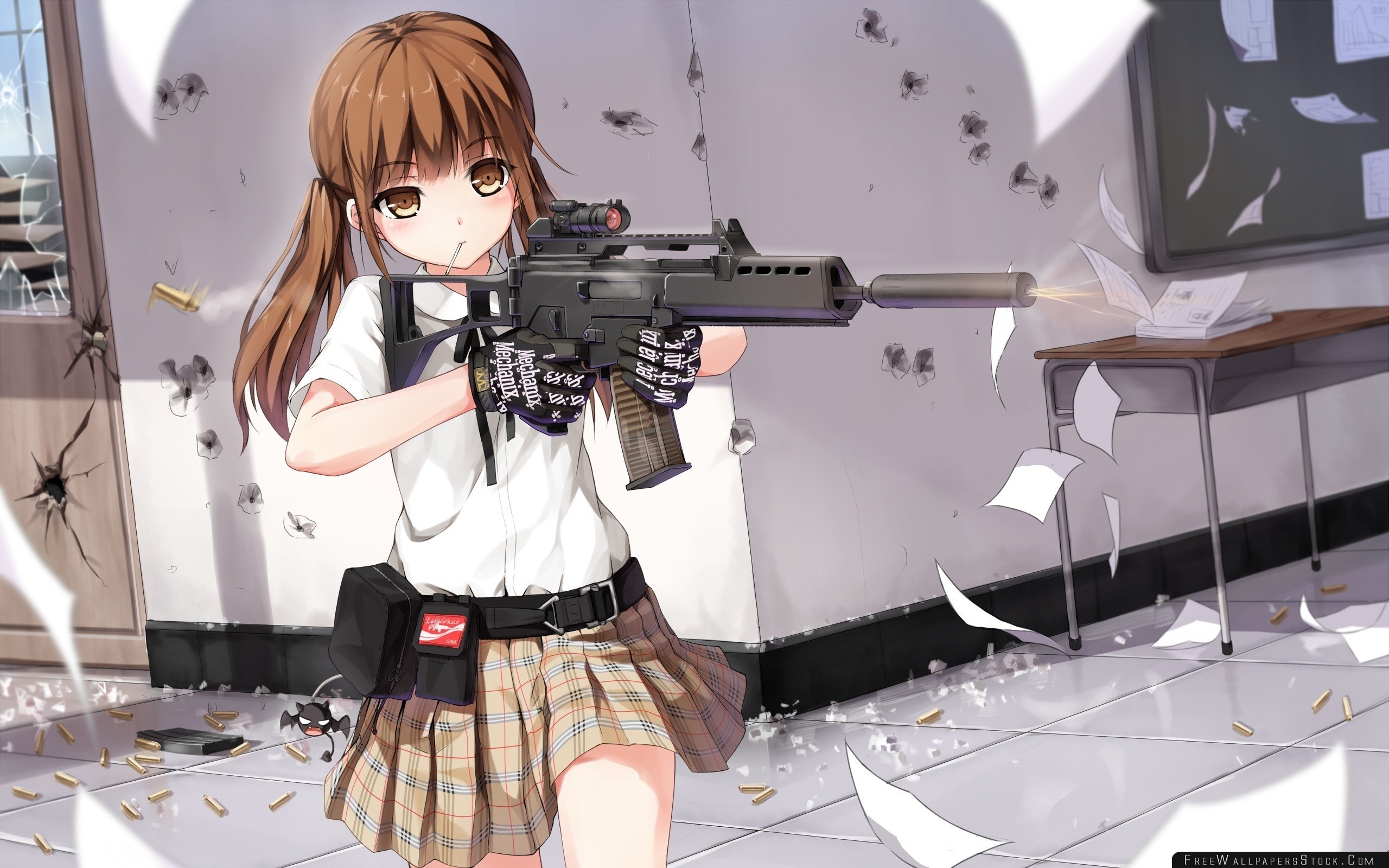 2560x1600 Download Free Wallpaper Yuri Shoutu Anime Girl Guns Shells Pieces