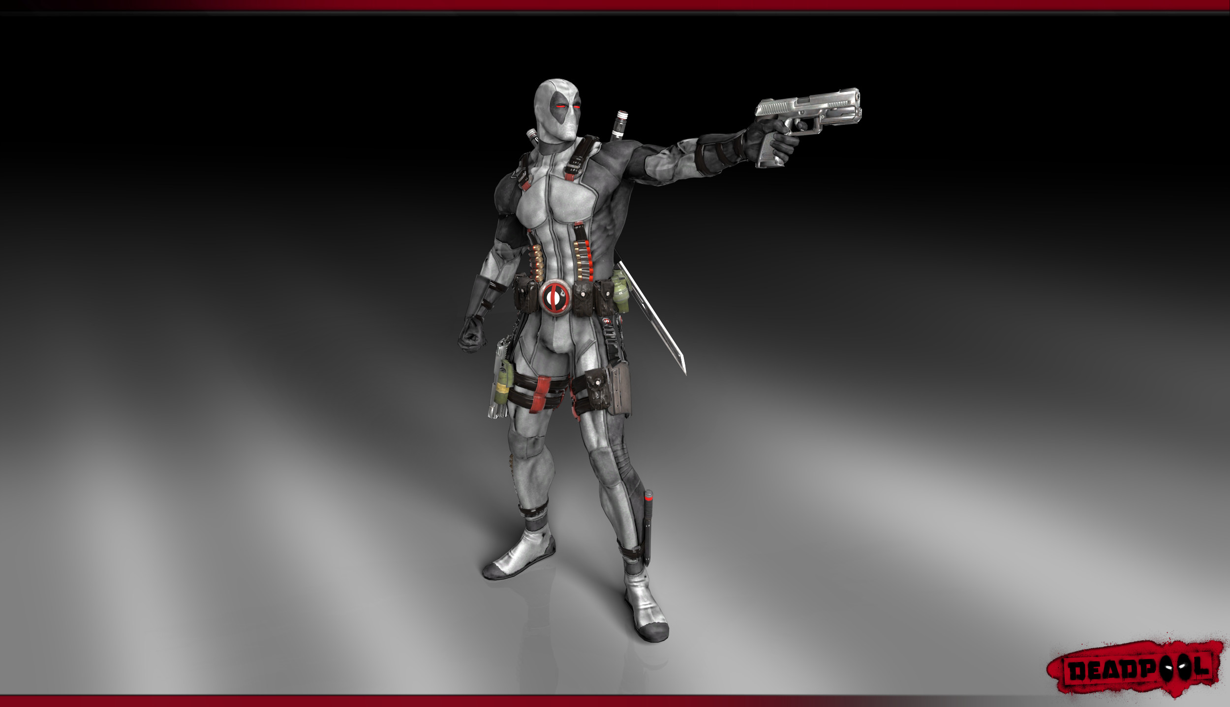 2500x1438 Deadpool render Wallpaper (X-Force Costume) by ArRoW-4-U on