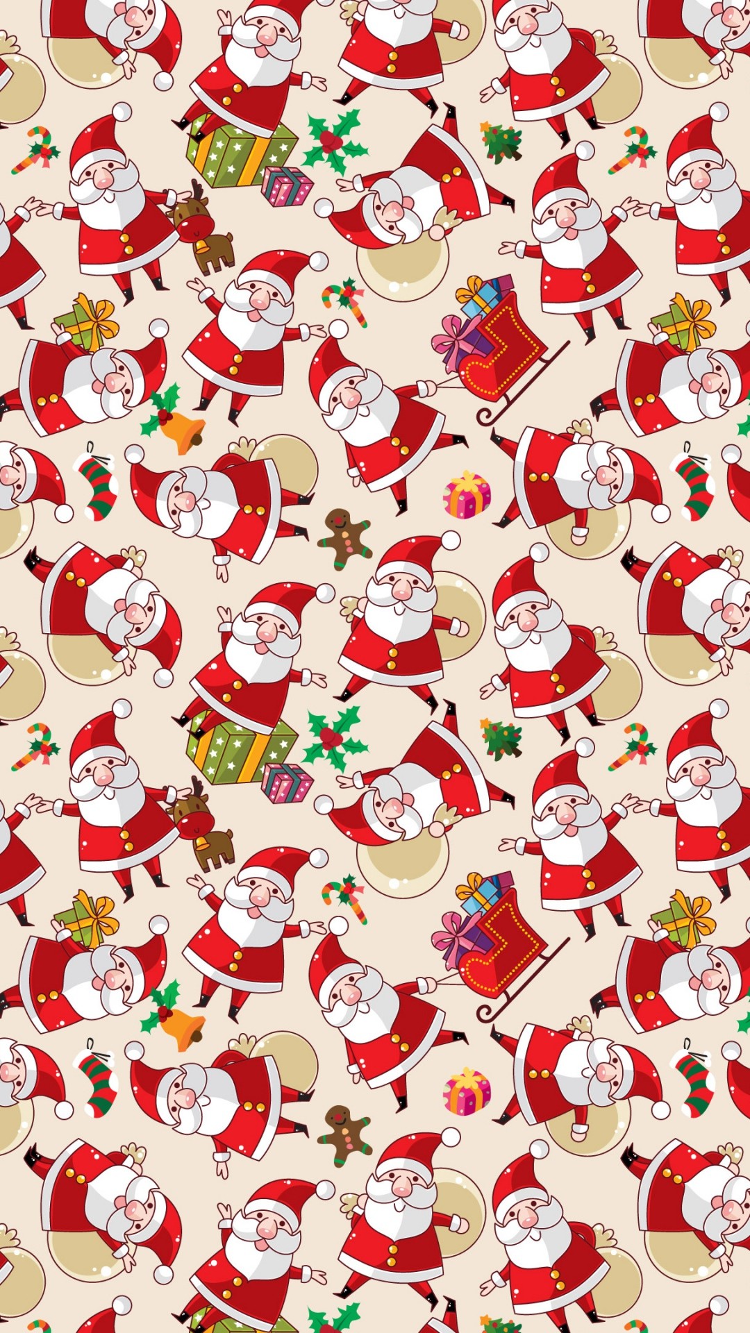 1080x1920 Santa Claus Pattern Texture Background iPhone 8 wallpaper
