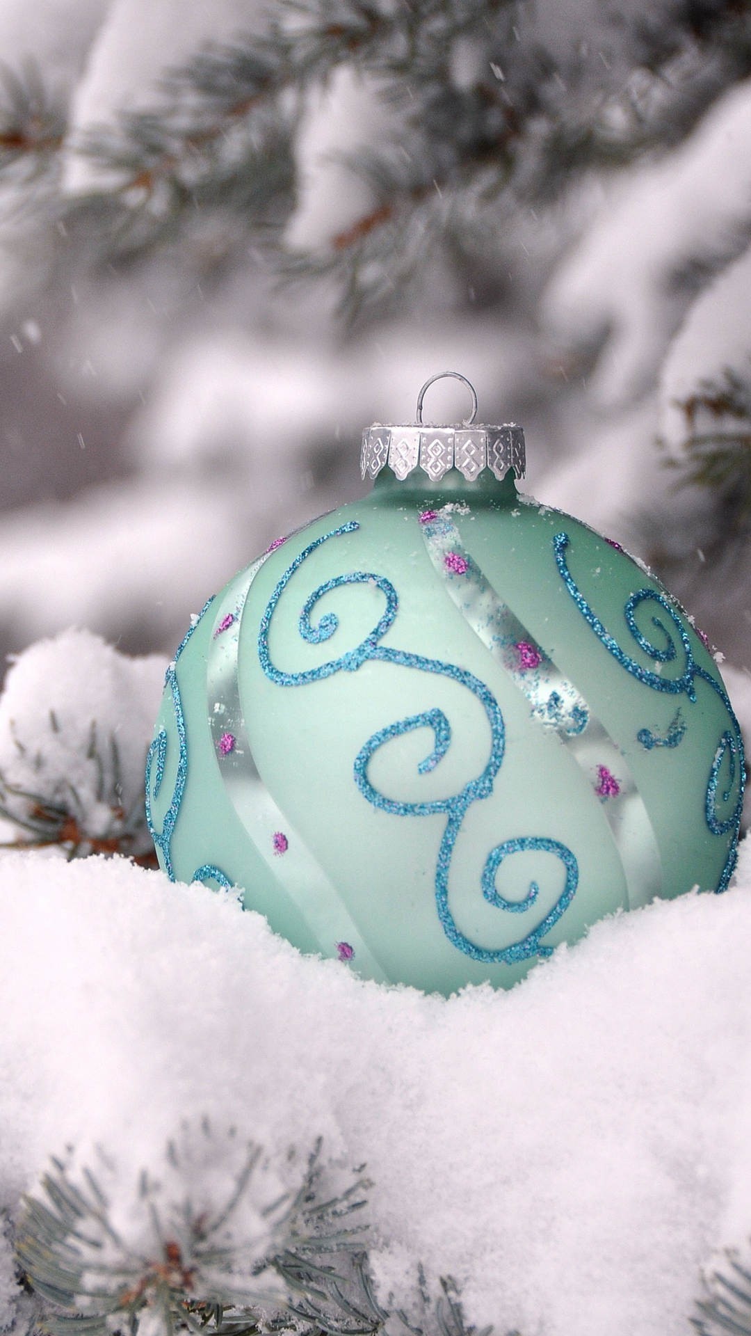 1080x1920 Frozen themed Christmas tree floating ornament iPhone 6 plus wallpaper -  tree, snow, closeup