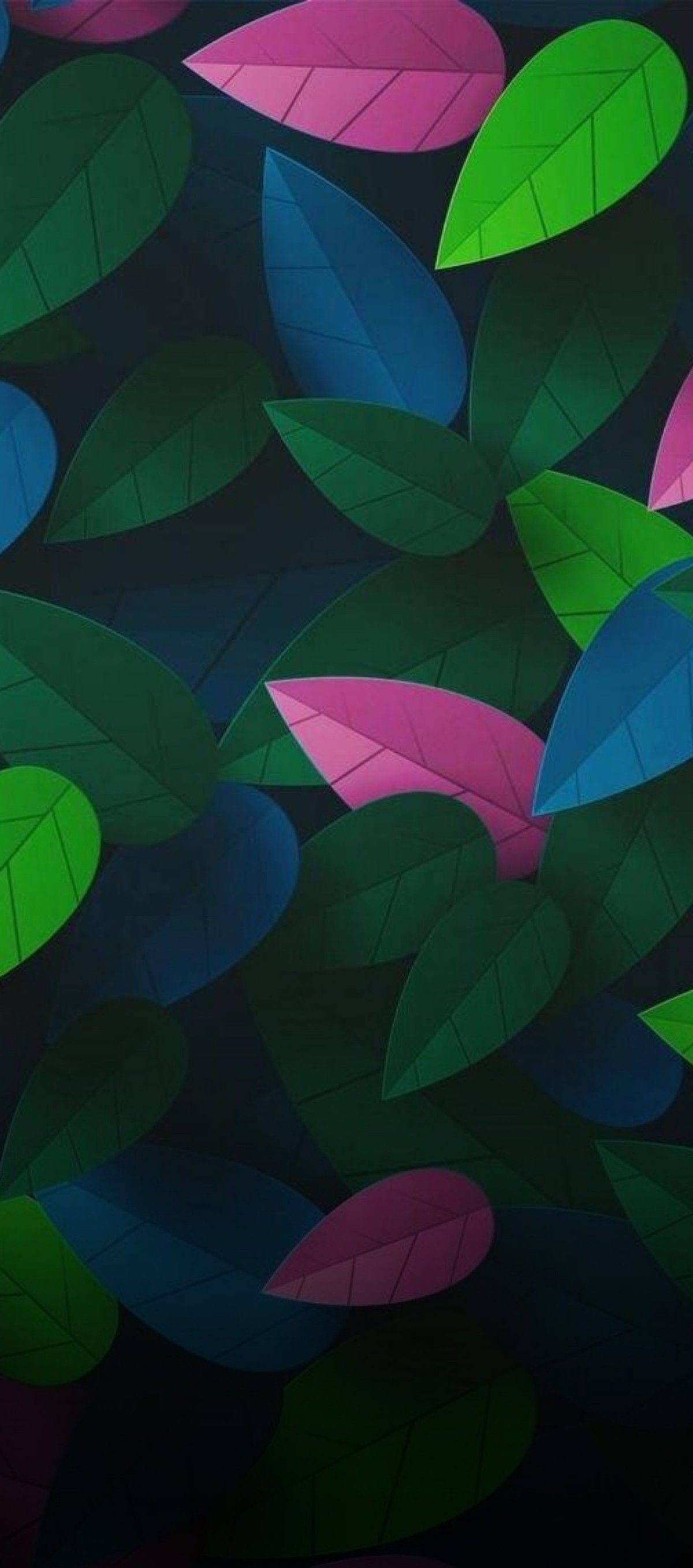 1200x2714 Floral, leaves, black, pink, green, wallpaper, clean, galaxy, colour,  abstract, digital art, s8, walls, Samsung, galaxy s8, note, galaxy s9