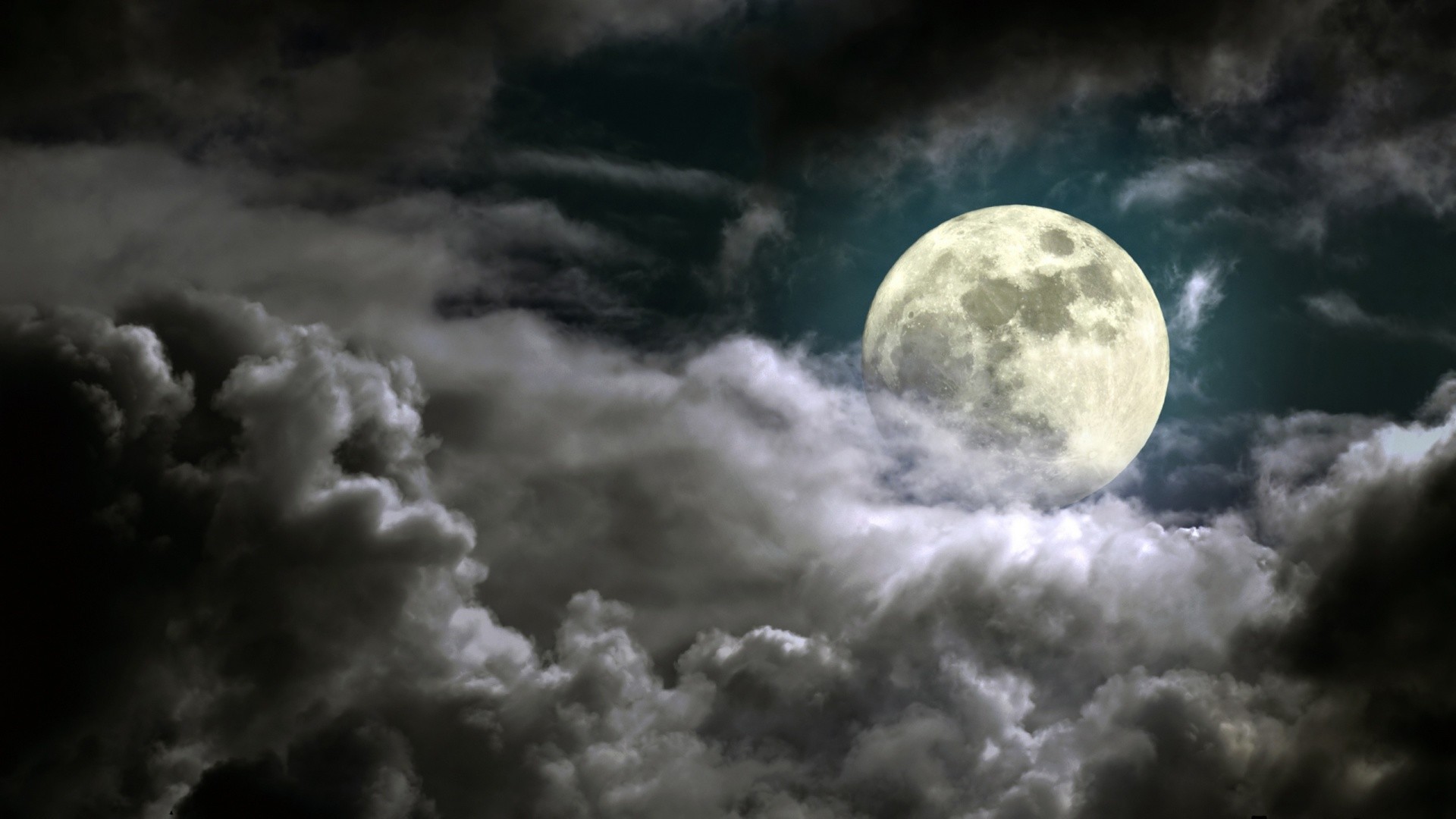1920x1080 Moon Behind The Clouds Wallpaper.