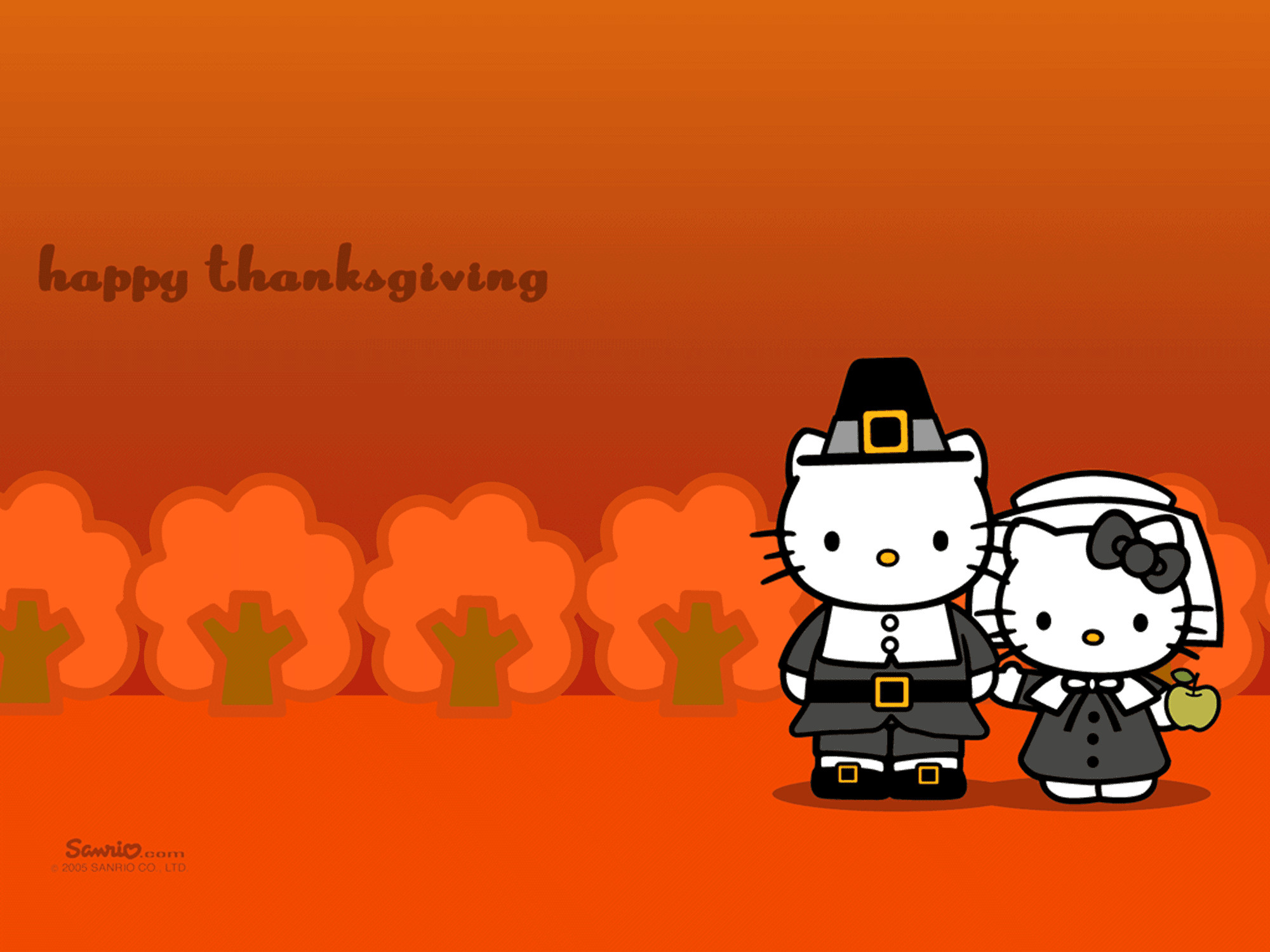 2000x1500 Screenshot of a Thanksgiving Hello Kitty wallpaper