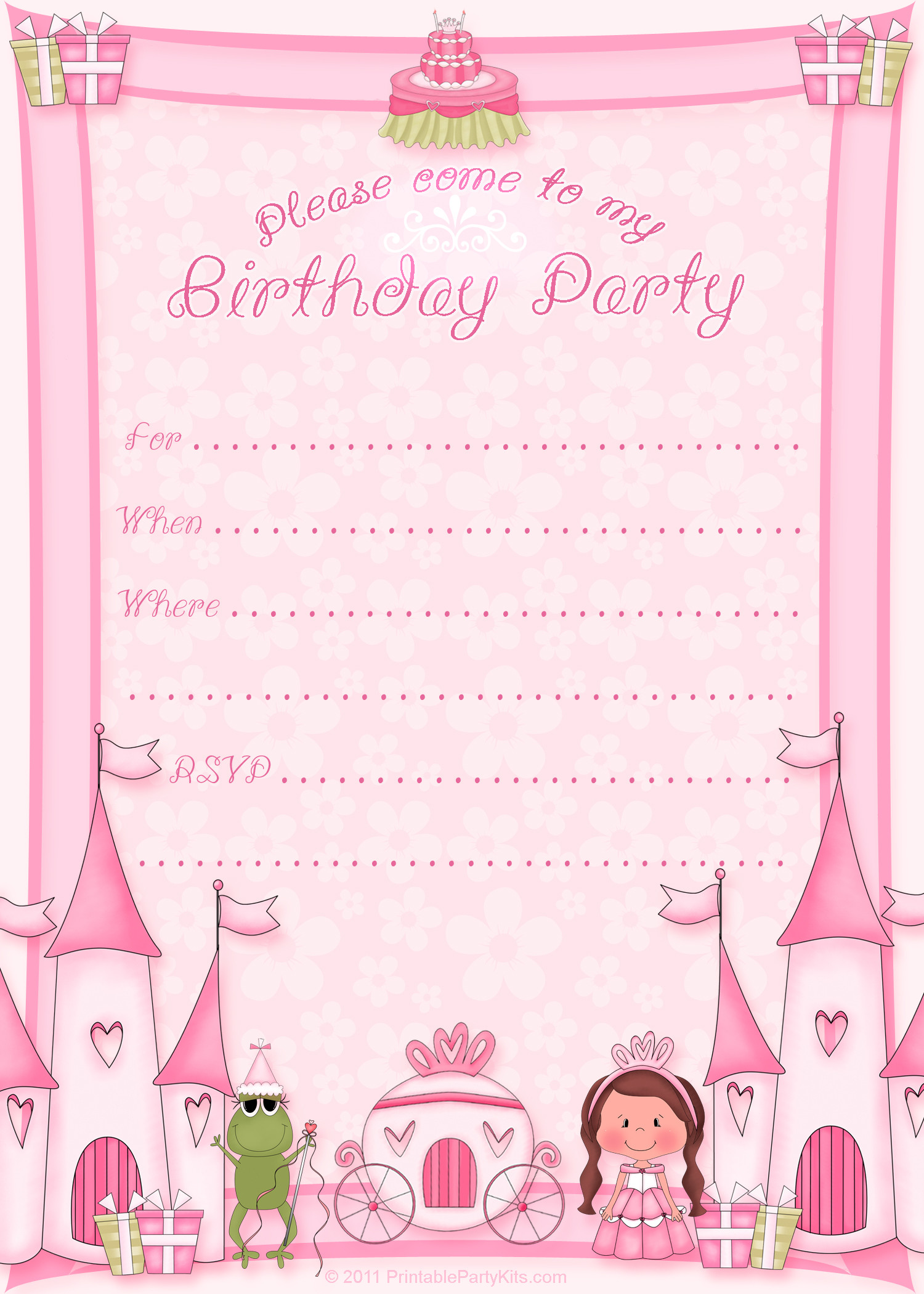 1500x2100 ... Pretty Cute Pink Background For Girls Birthday Party Invitations  Templates 50 Free Birthday Invitation Templates ...