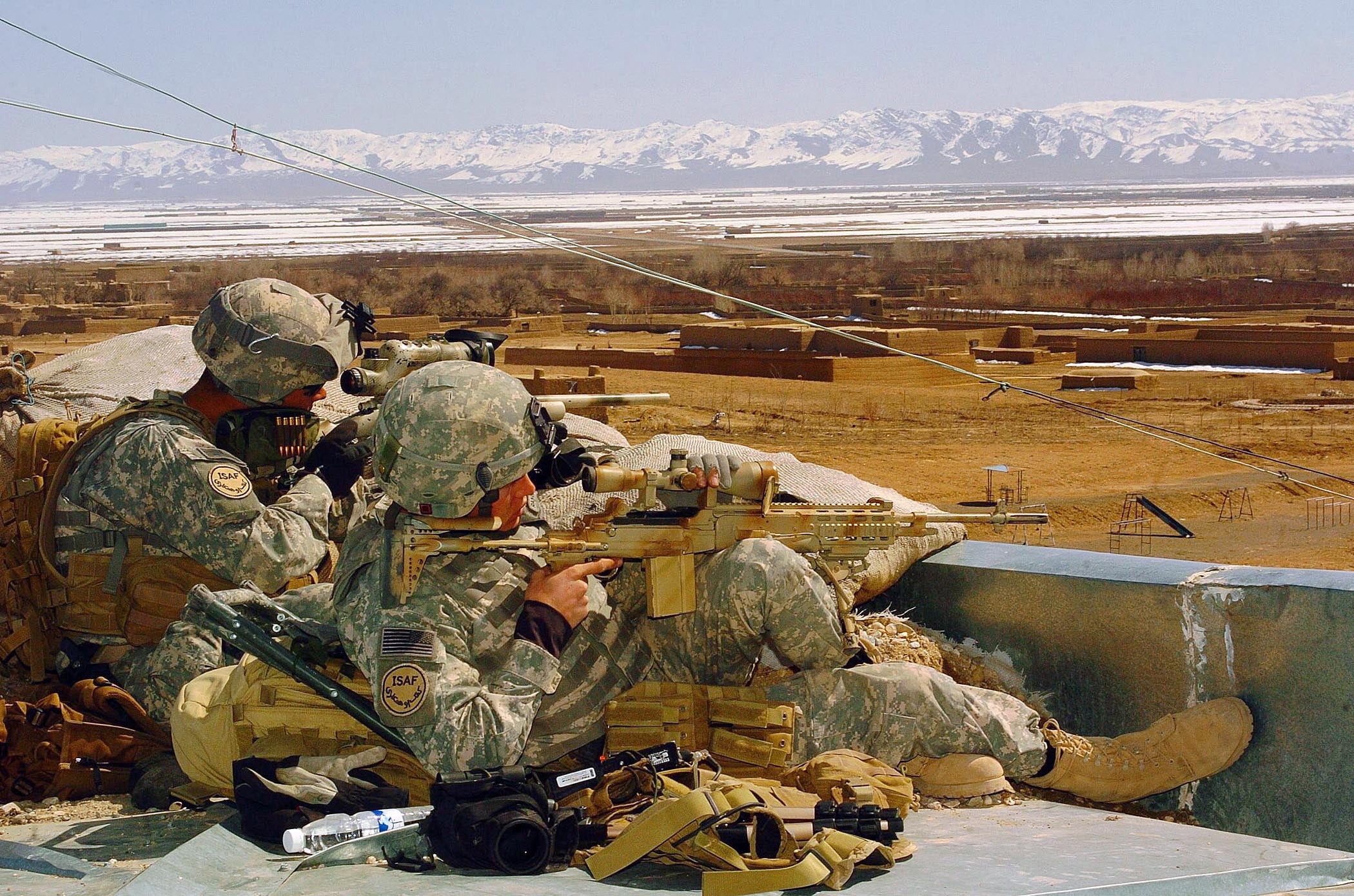 2100x1391 Airborne Snipers In Afghanistan, brown automatic rifle, War & Army