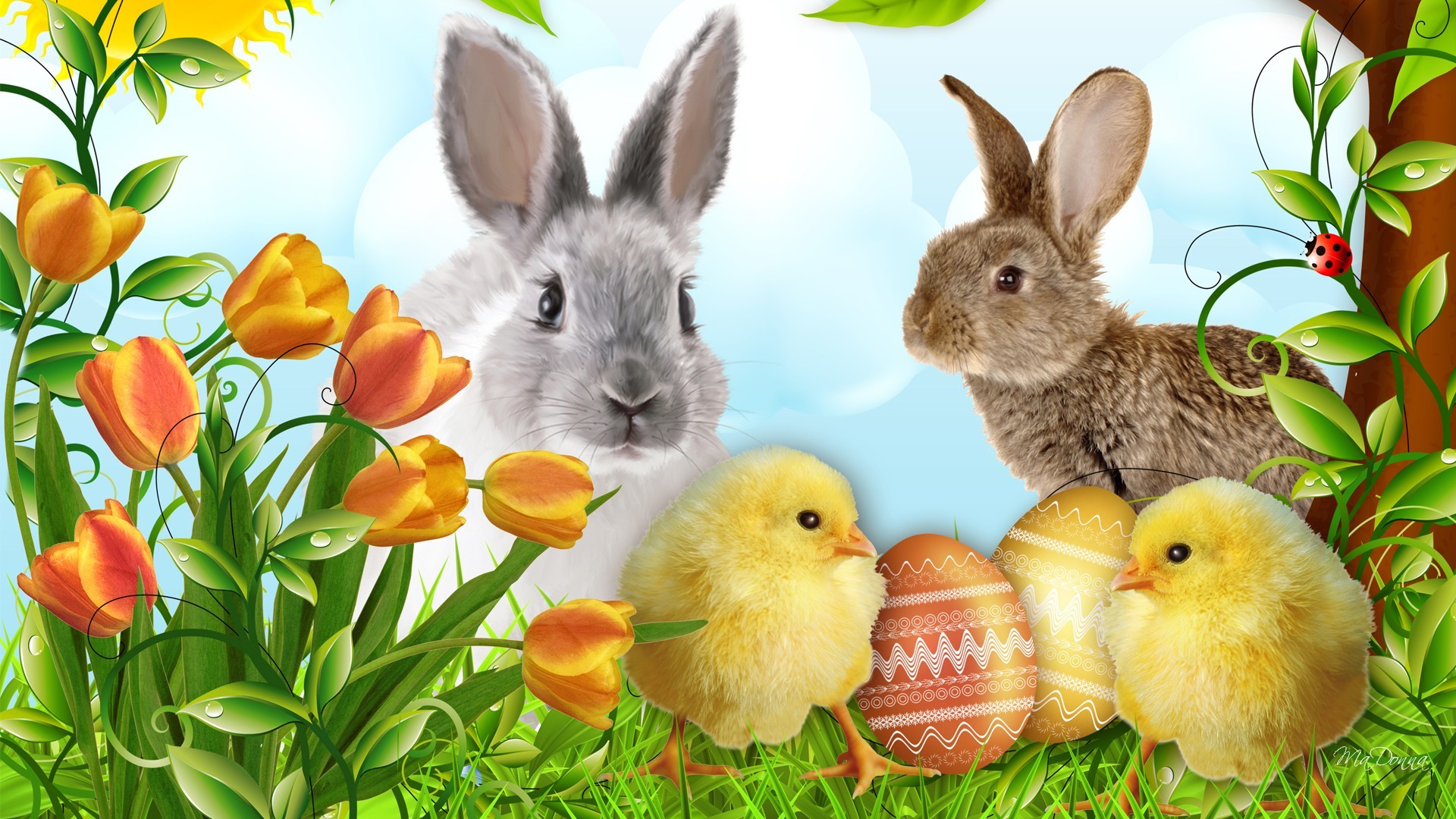 1920x1080 Happy Easter desktop hd wallpapers, hd images. Happy Easter cute bunny.