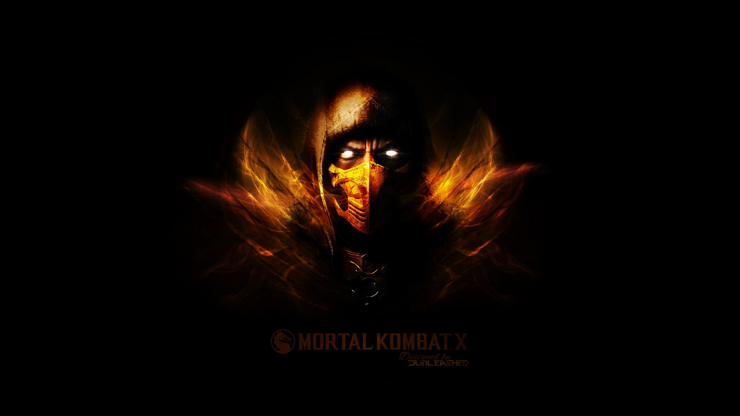 2560x1440 video Games, Mortal Kombat X, Mortal Kombat, Simple Background, Scorpion  (character) Wallpapers HD / Desktop and Mobile Backgrounds