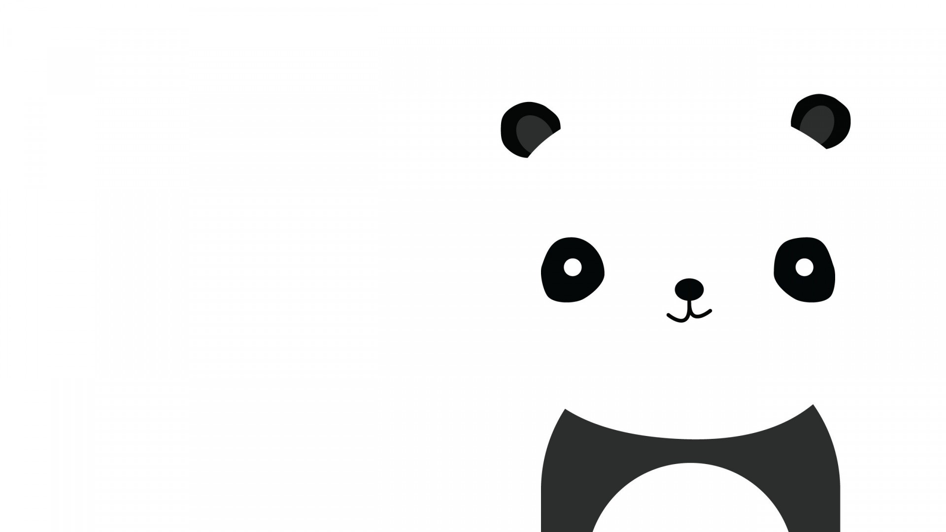 1920x1080  Wallpaper panda, smile, white, black, minimalist