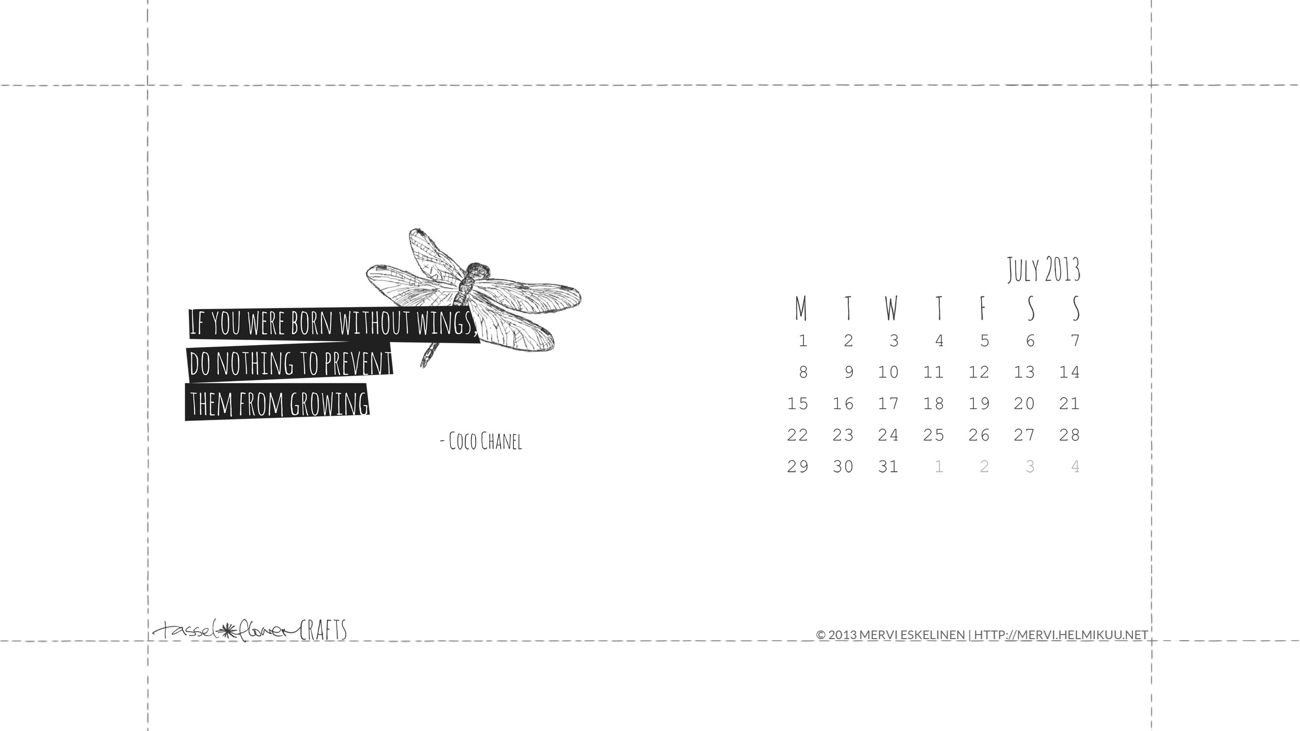 2560x1440 Free printable and desktop wallpaper calendar, July 2013