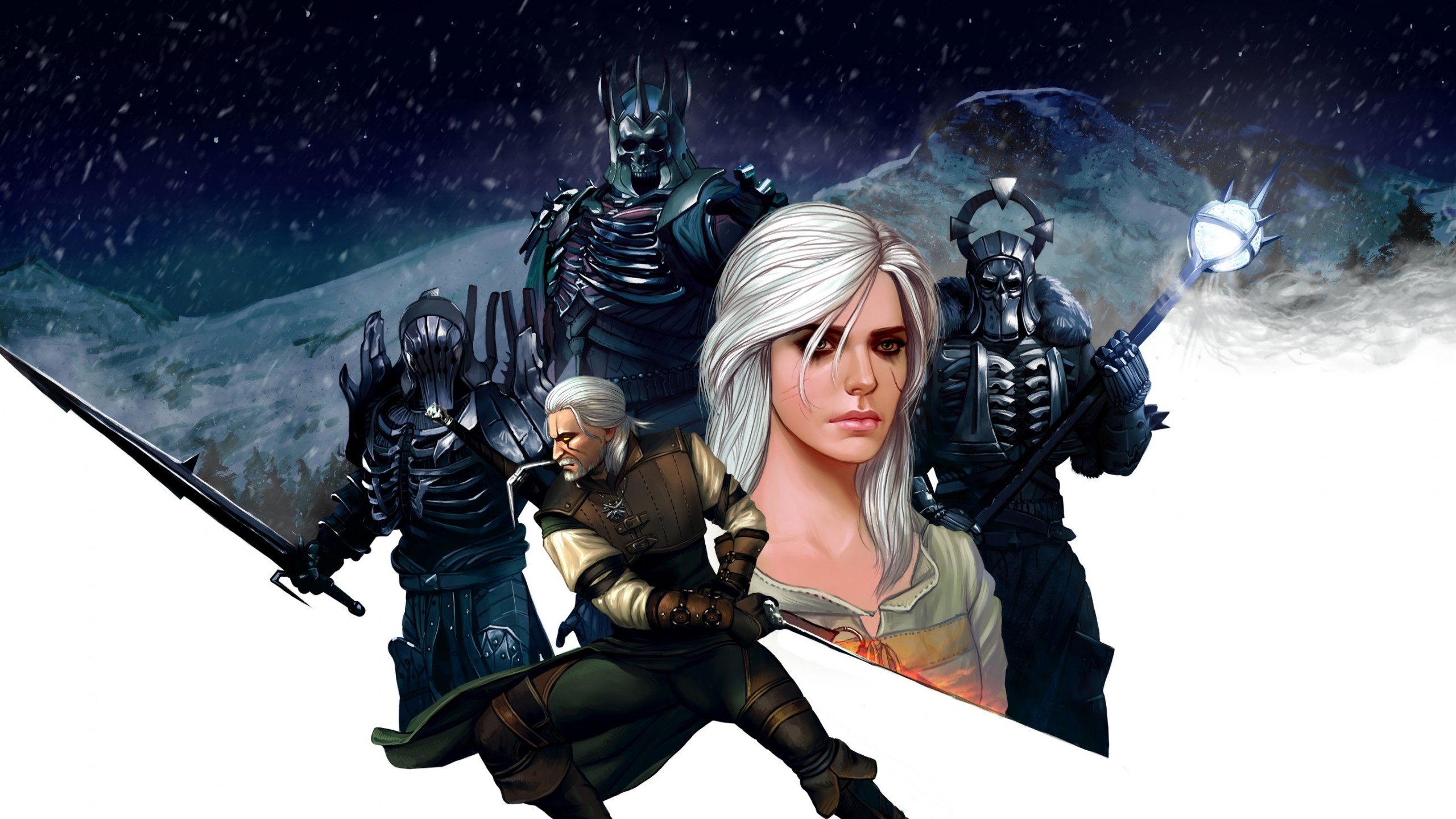 2560x1440  Wallpaper the witcher 3, wild hunt, art, characters