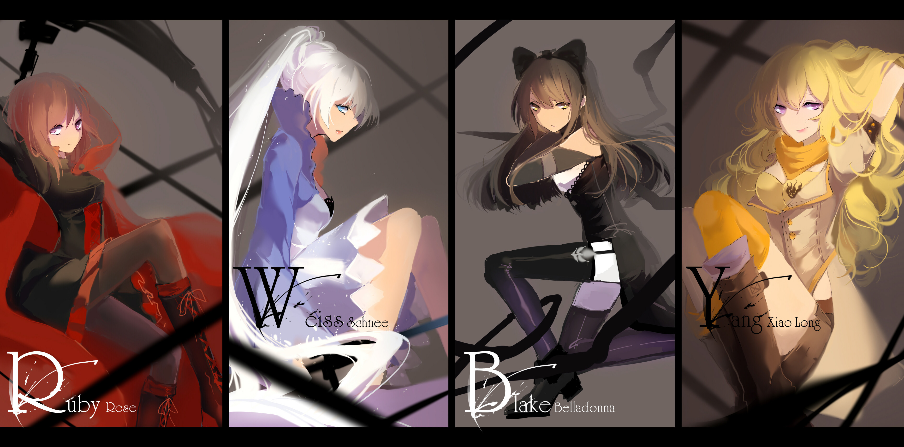 3768x1864 Anime  RWBY Weiss Schnee Ruby Rose (character) Blake Belladonna  Yang Xiao Long collage