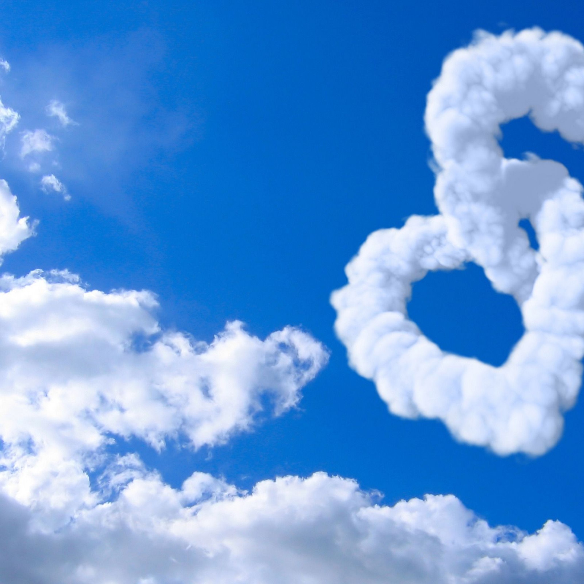 2048x2048 Love Heart Clouds In Blue Sky Heart February S #13790 Wallpaper