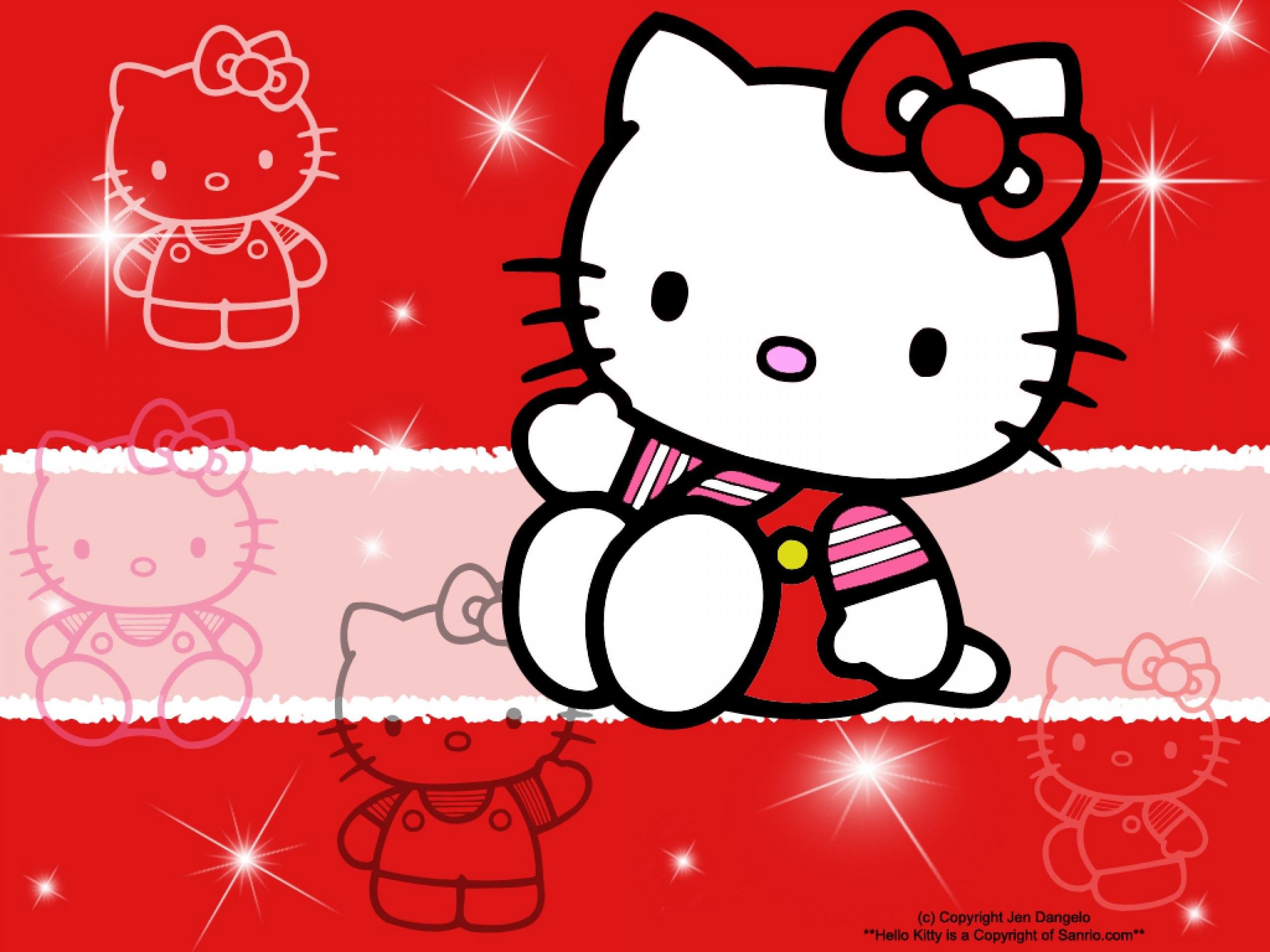2560x1920 Hello Red Kitty Background Wallpaper