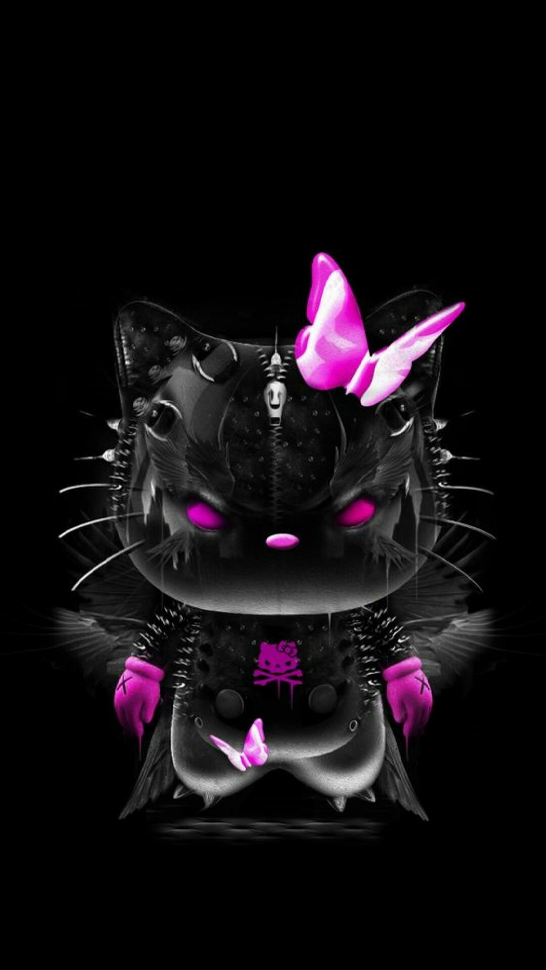 1080x1920 1920x1080 Pink And Black Hello Kitty Backgrounds - Wallpaper Cave