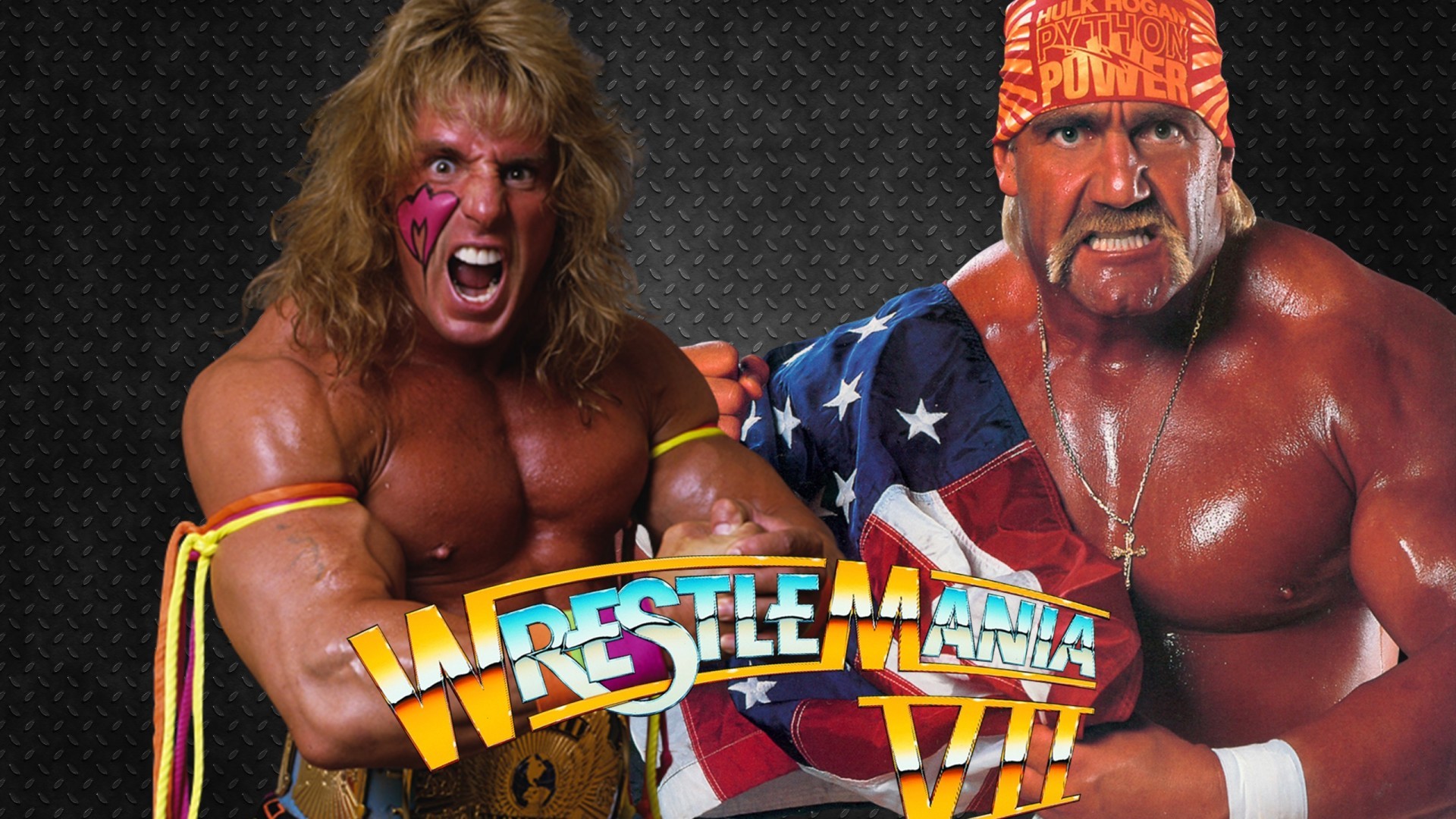 1920x1080 The Ultimate Warrior & Hulk Hogan WrestleMania 7 HD Wallpaper