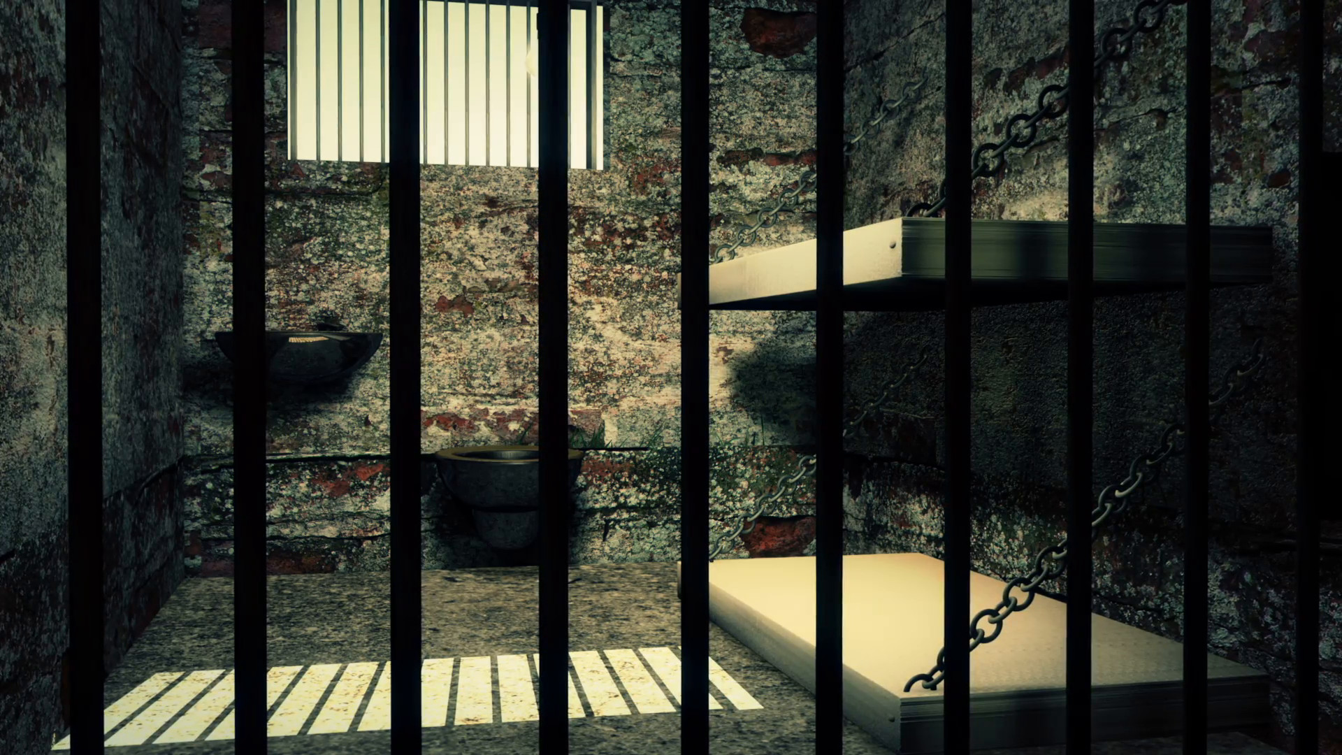 1920x1080 A 3D animation of an old prison cell as the camera tracks to the right.  Motion Background - VideoBlocks