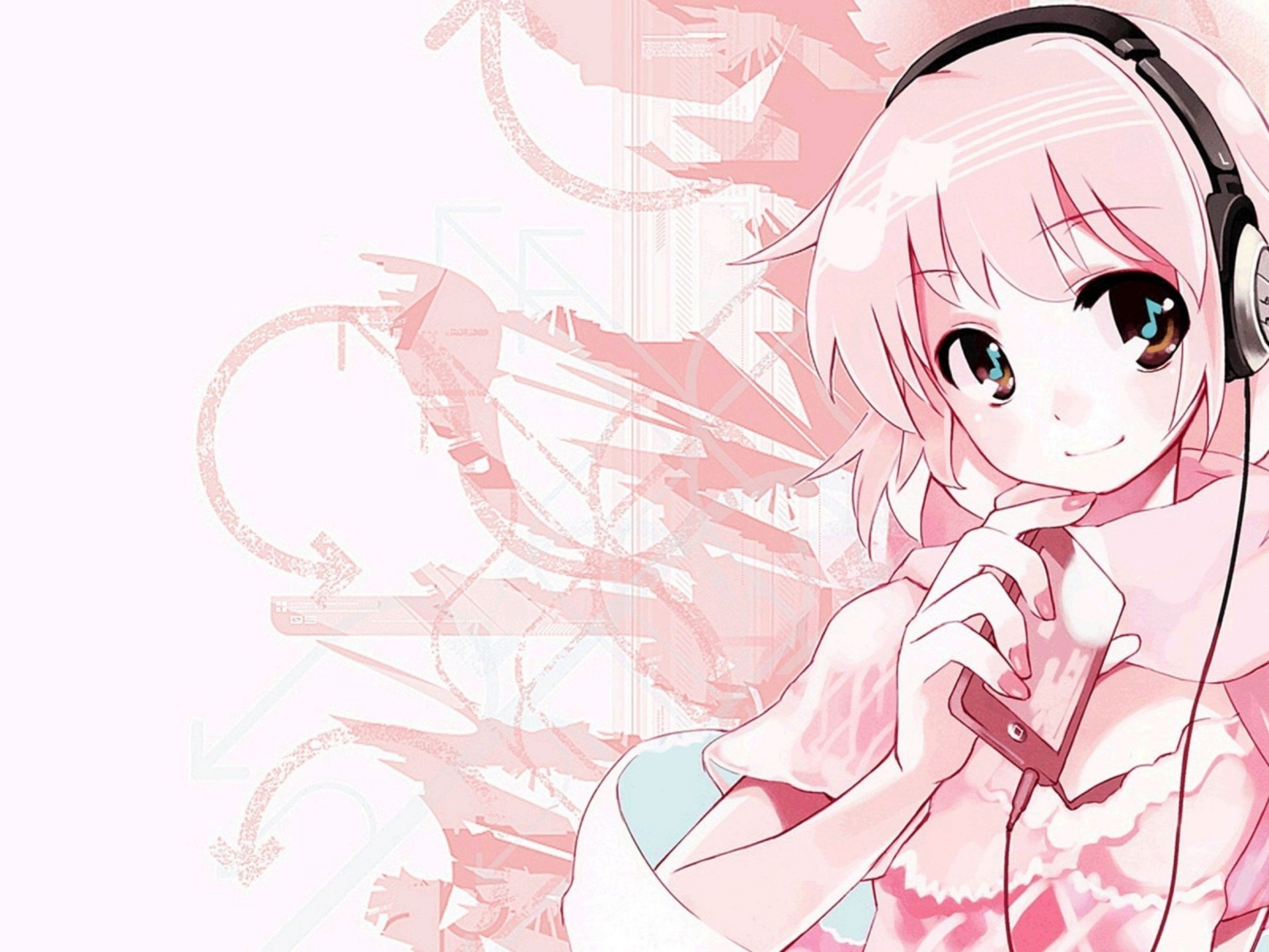 1920x1440 Pink Anime Music Wallpaper