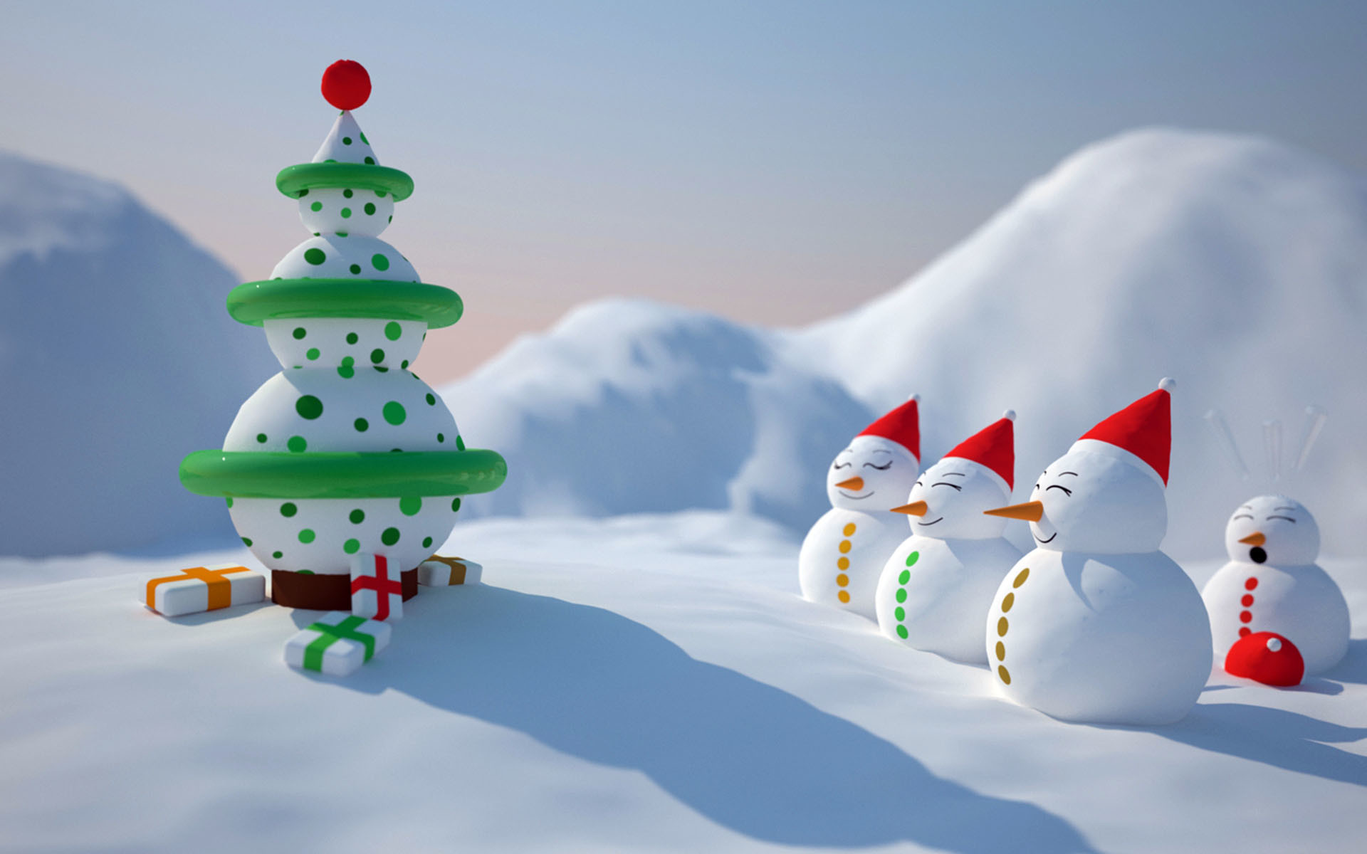 1920x1200 Tree Christmas Snowman Wallpaper For Desktop