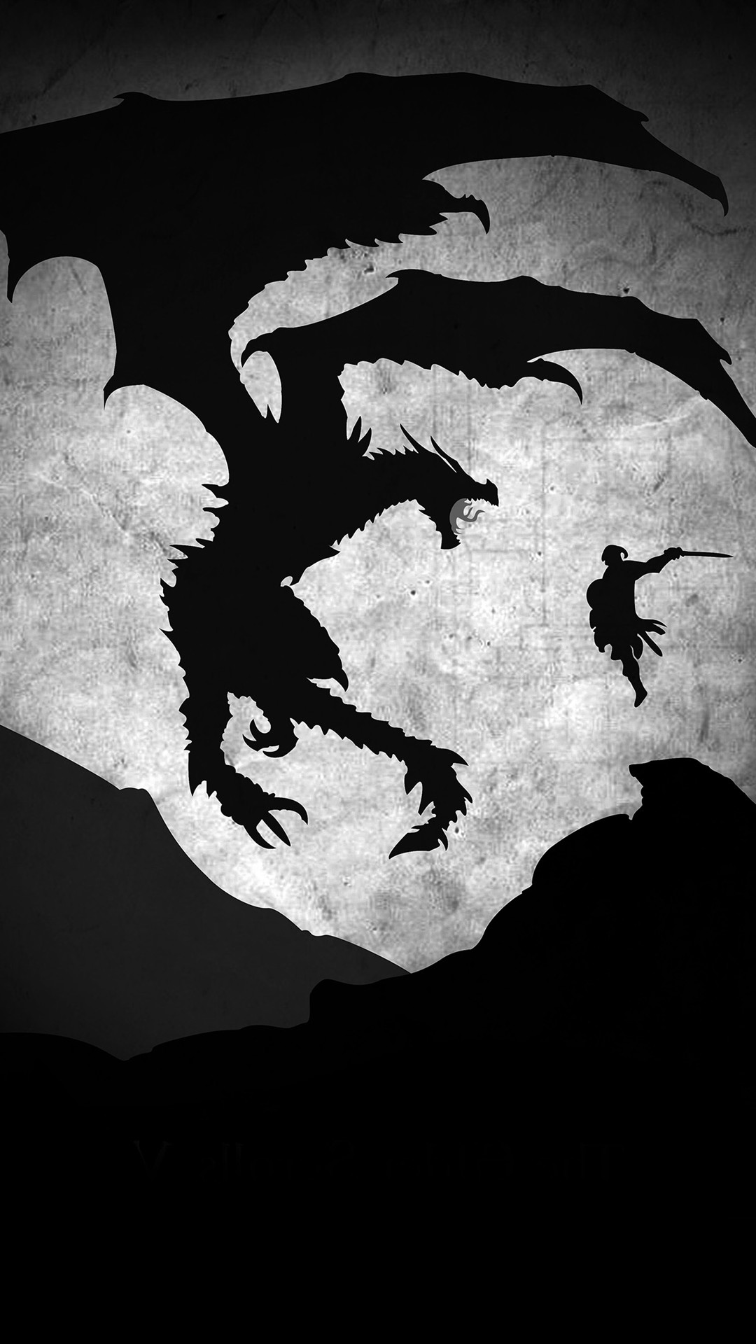 1080x1920 Skyrim Dragon Illustration Art Bw #iPhone #6 #wallpaper