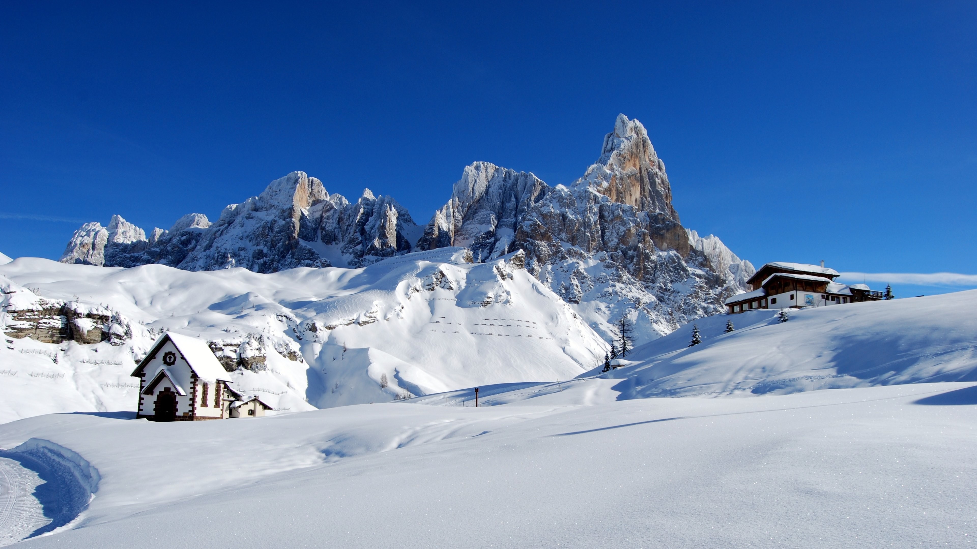 3840x2160 4K HD Wallpaper: Dolomites. Alps Italy. Winter Snow