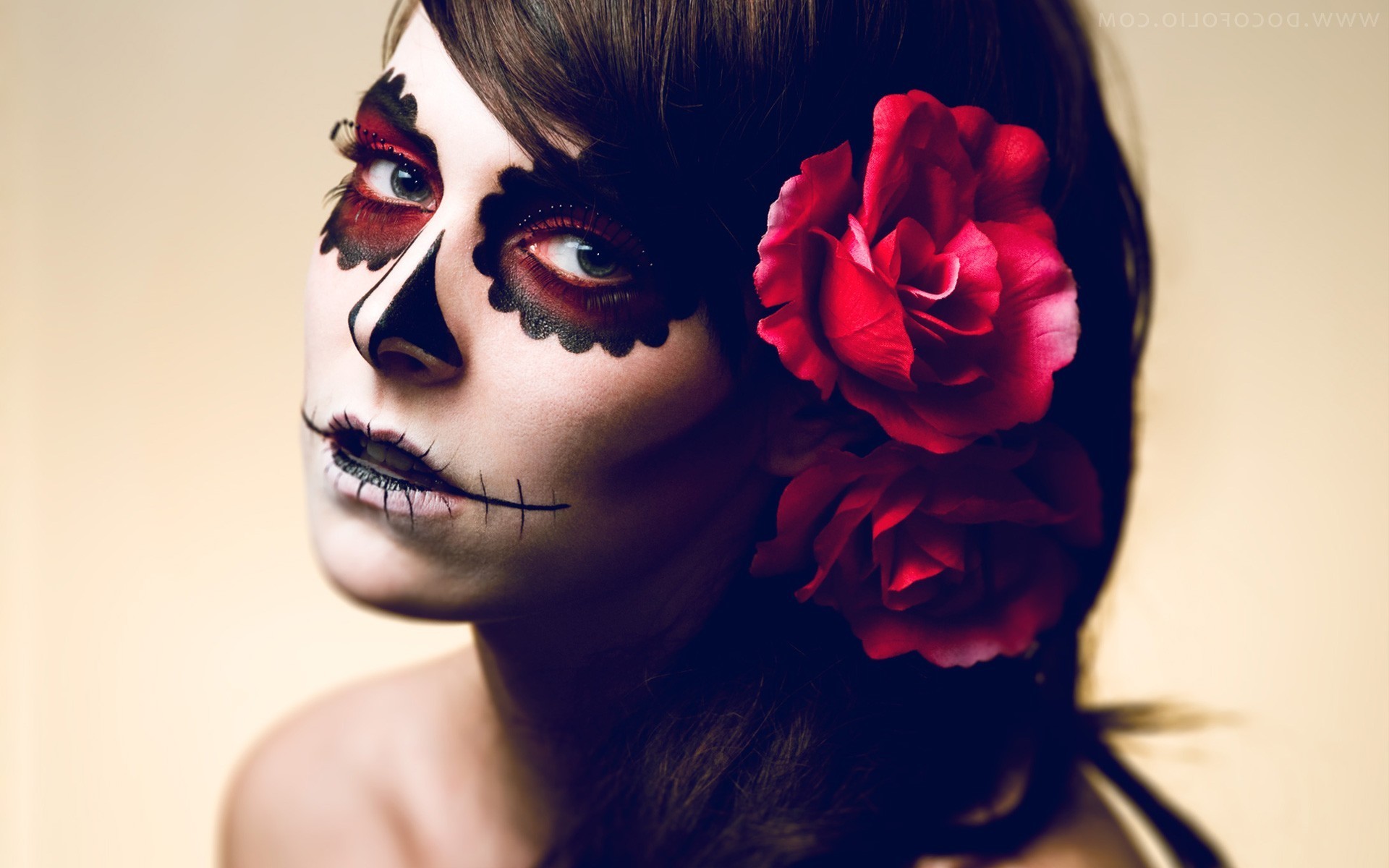 1920x1200 Day of The Dead Skull Makeup