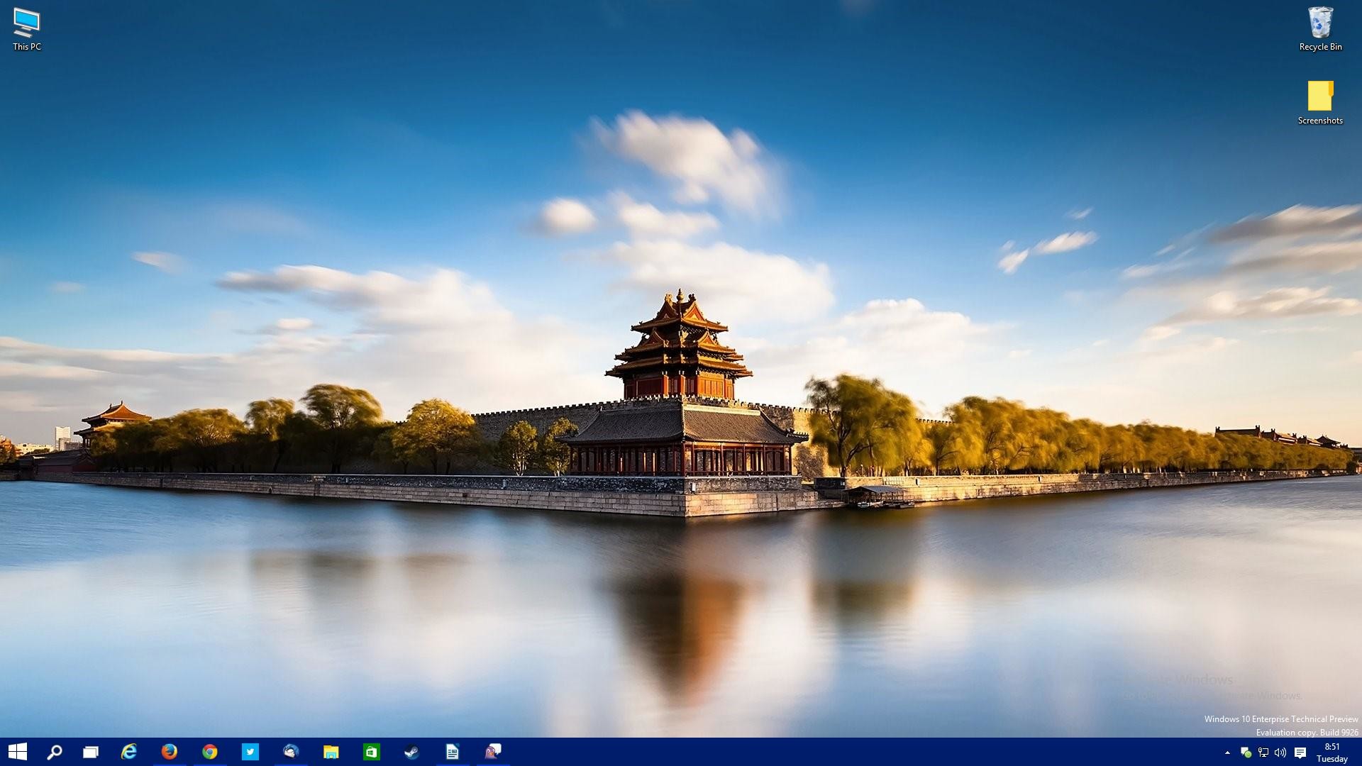 1920x1080 The Windows 10 desktop in build 9926