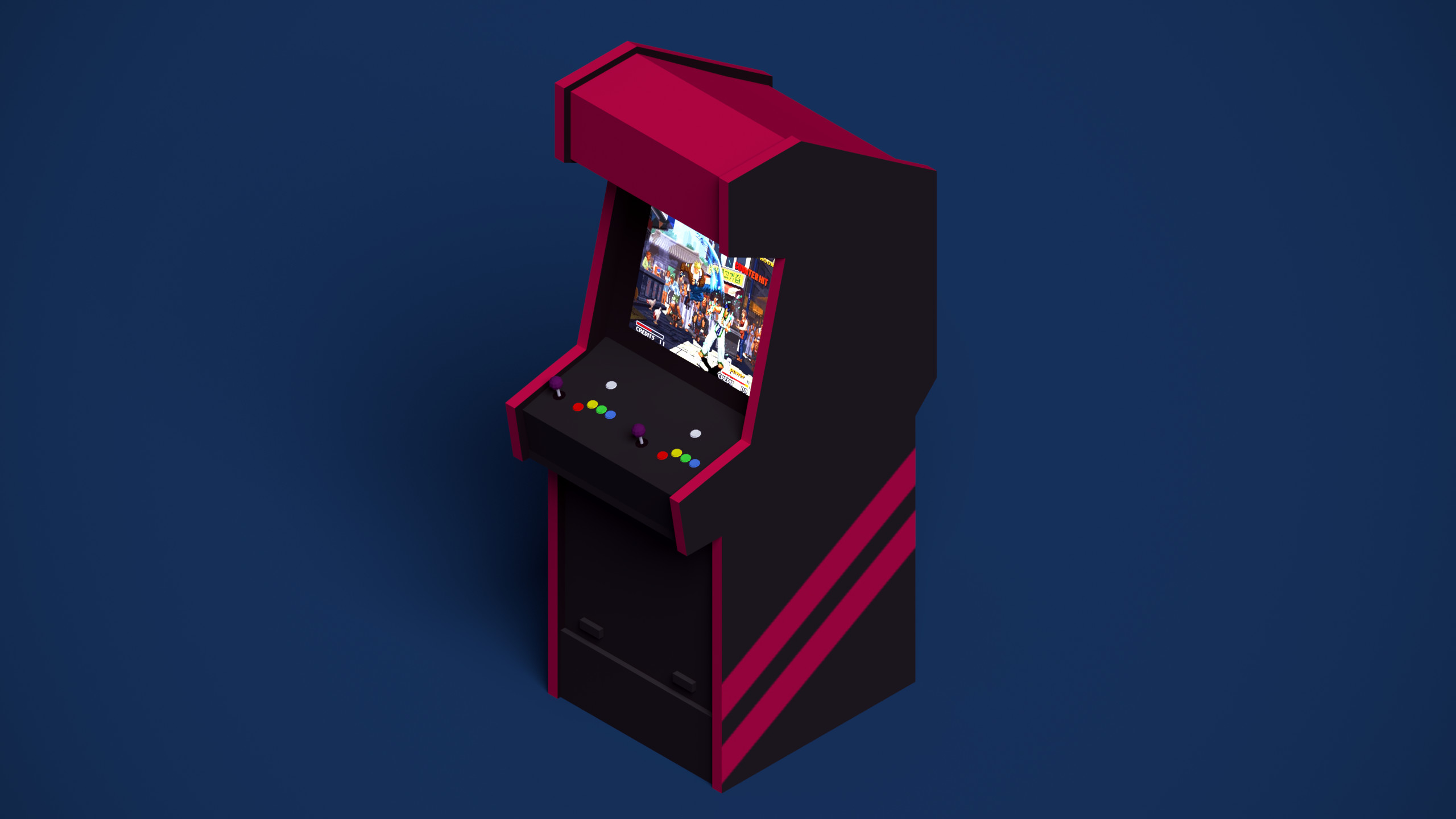 2560x1440 Video Game - Arcade Low Poly Wallpaper
