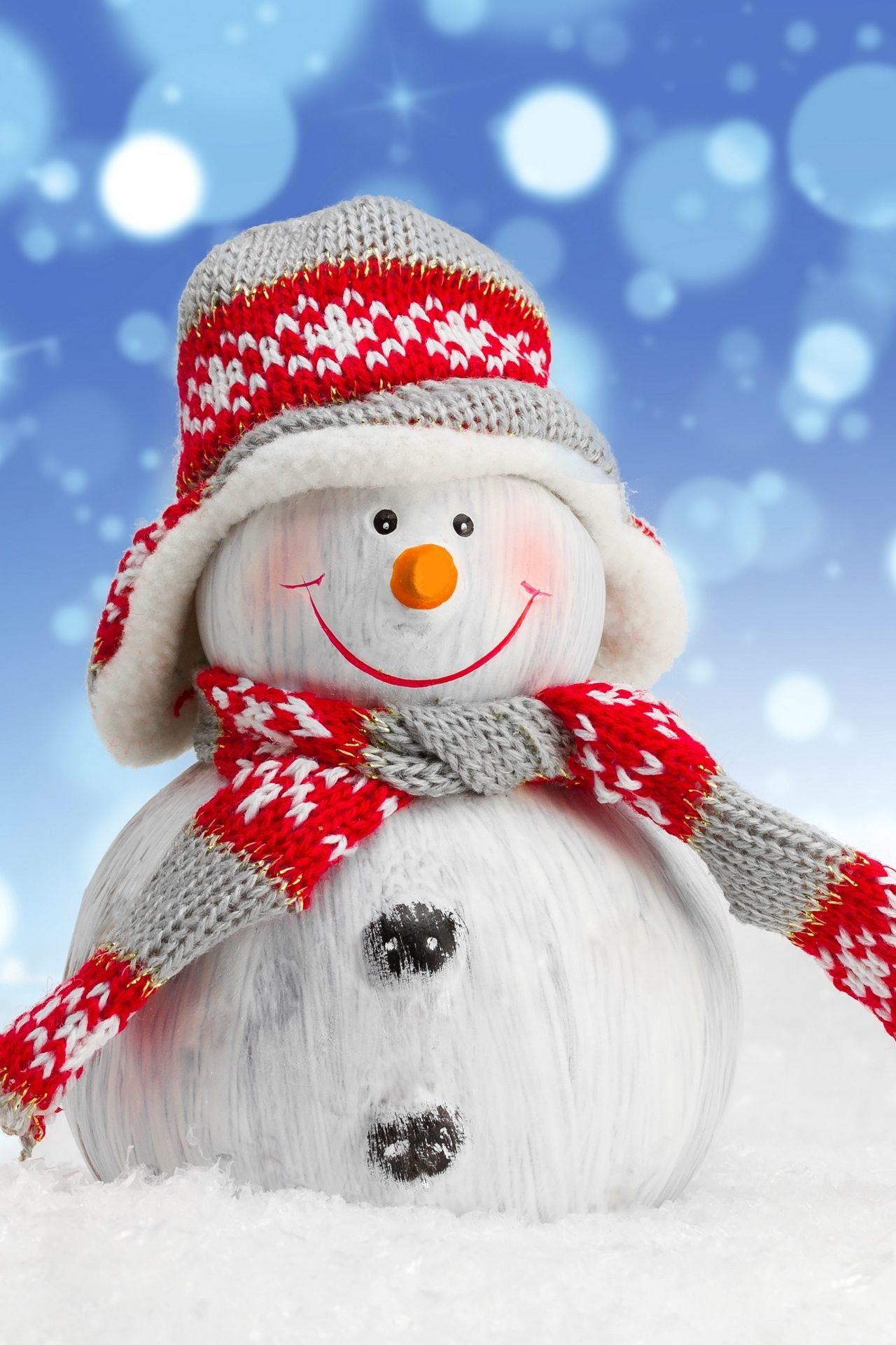1280x1920 winter snow merry christmas snowman red white 
