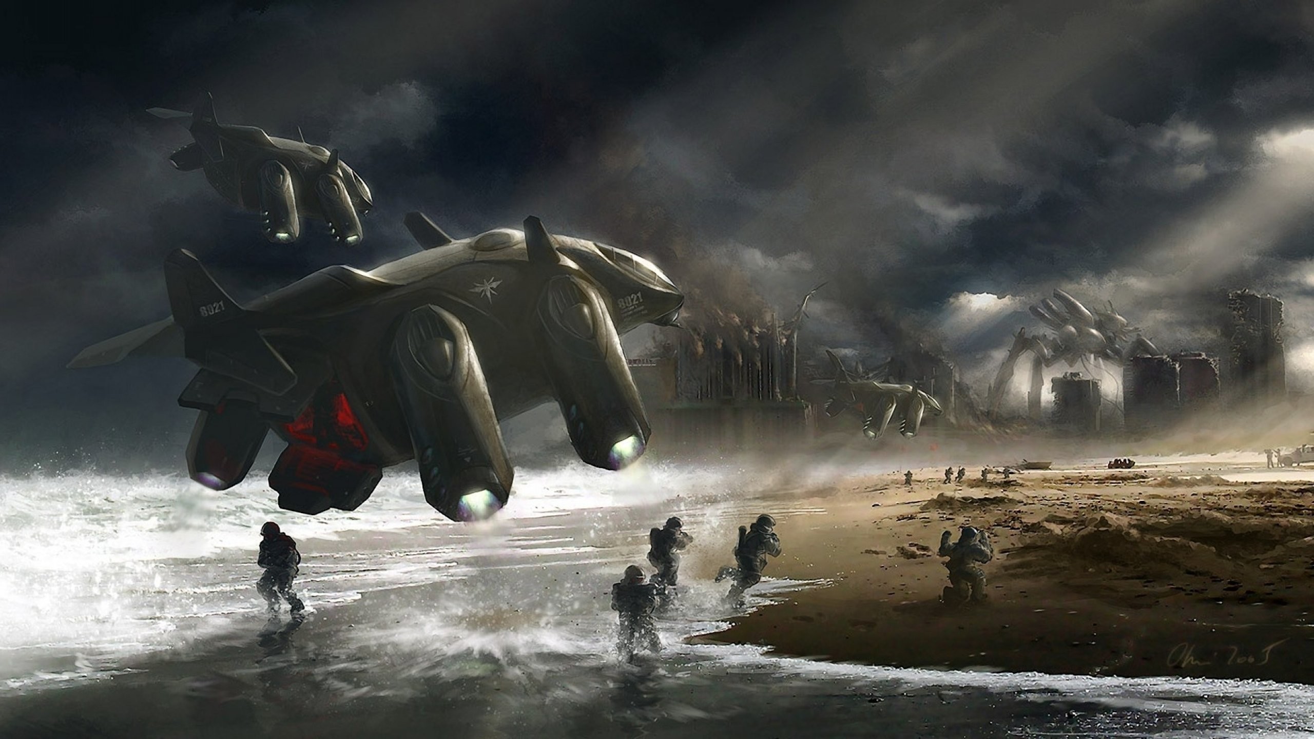2560x1440 Sci-fi battle fighting war art artwork warrior futuristic spaceship space  wallpaper |  | 675401 | WallpaperUP