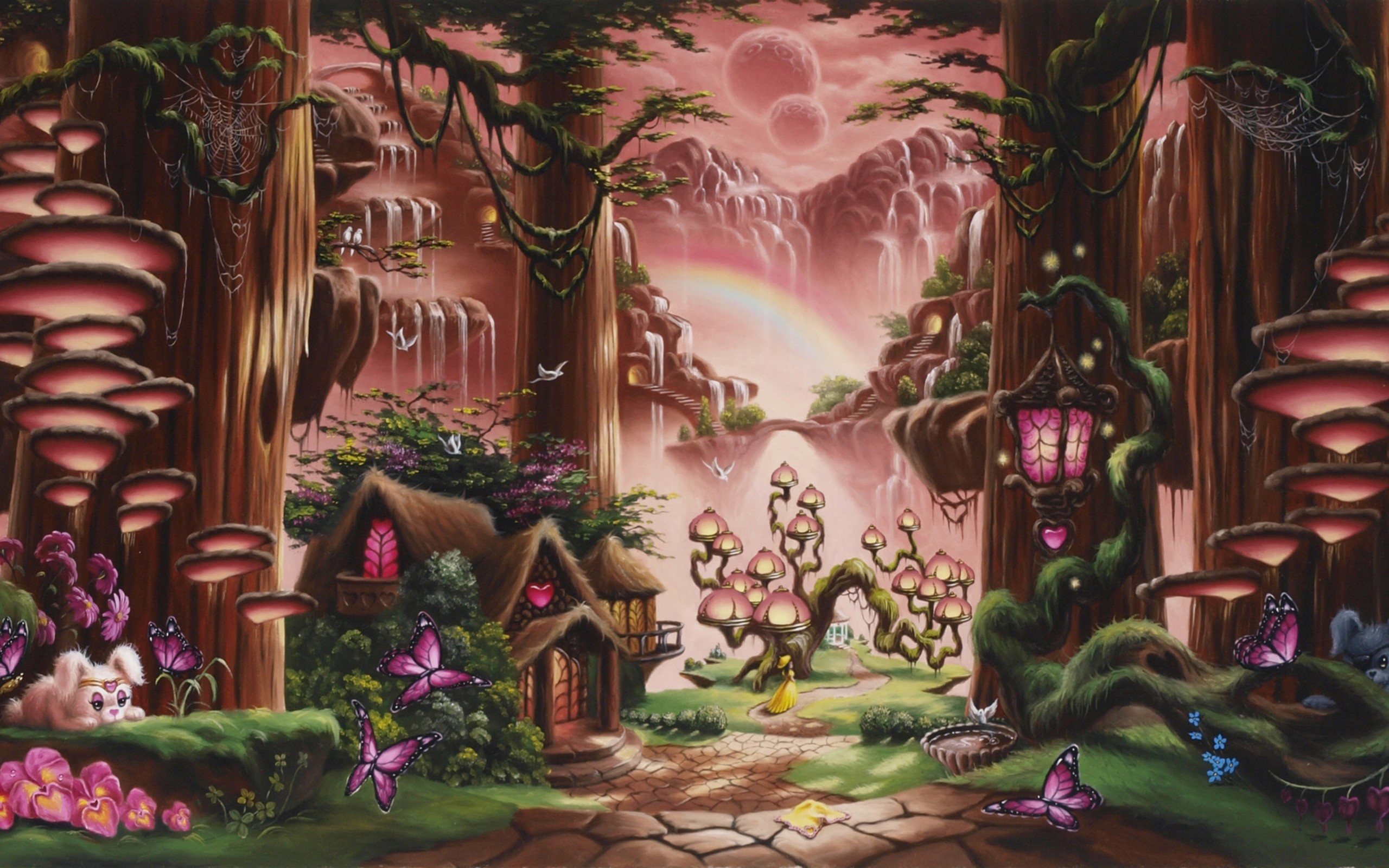 2560x1600 fantasy fairy tale art magic cartoon trees forest cute kids children .