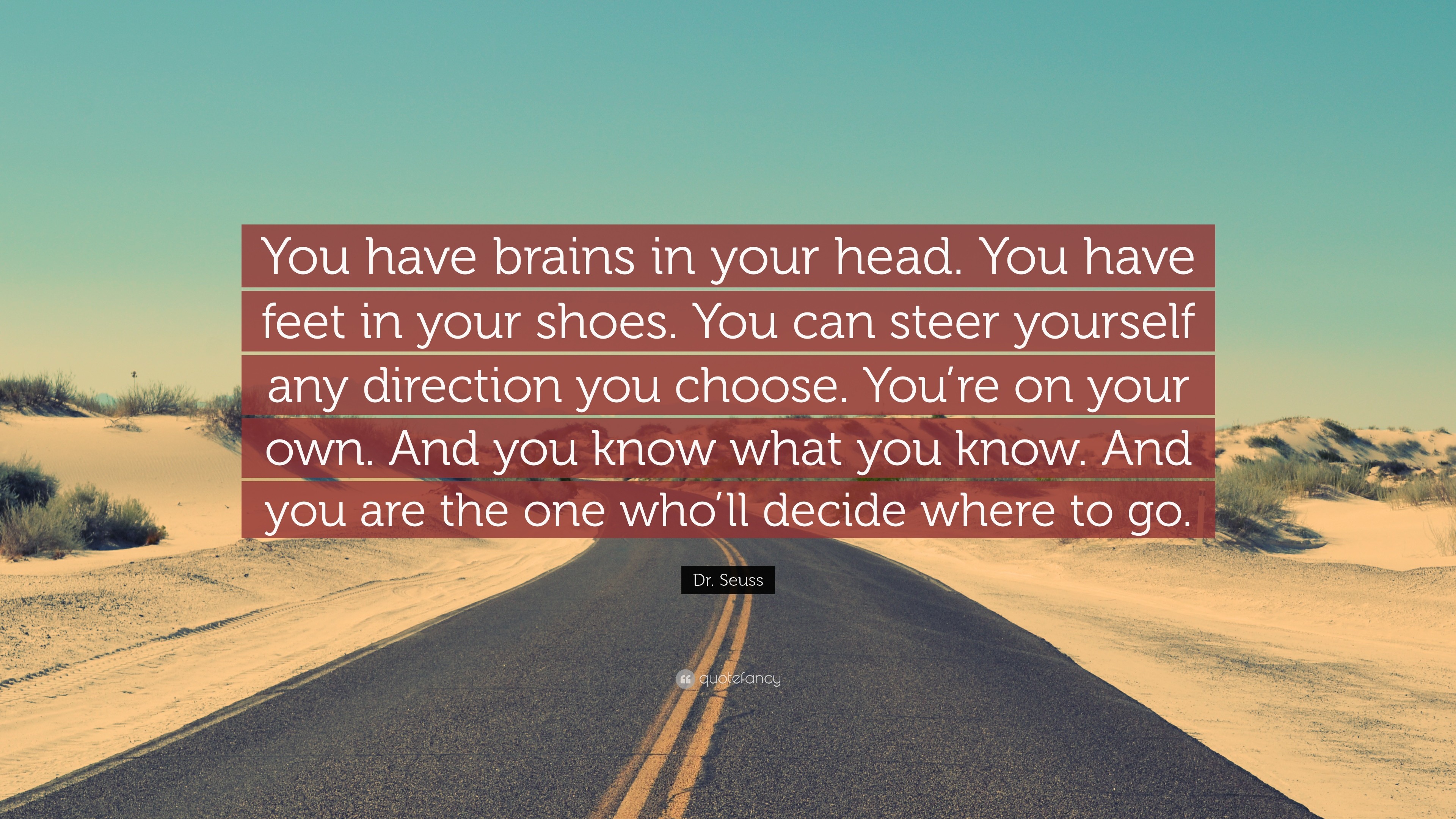3840x2160 Dr. Seuss Quote: “You have brains in your head. You have feet