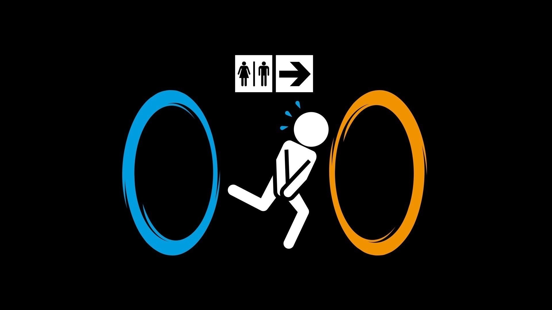 1920x1080 Bathroom Black Background Funny Minimalistic Portal Running Signs Video  Games