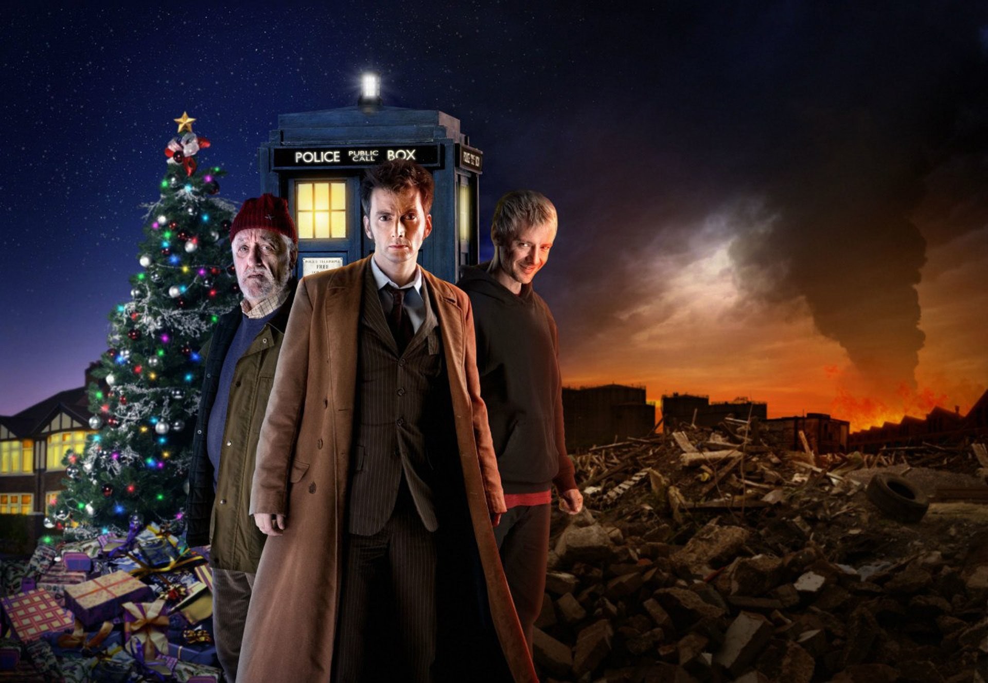 1920x1329 doctor who david tennant tenth doctor john simm police box tardis christmas  tree dump