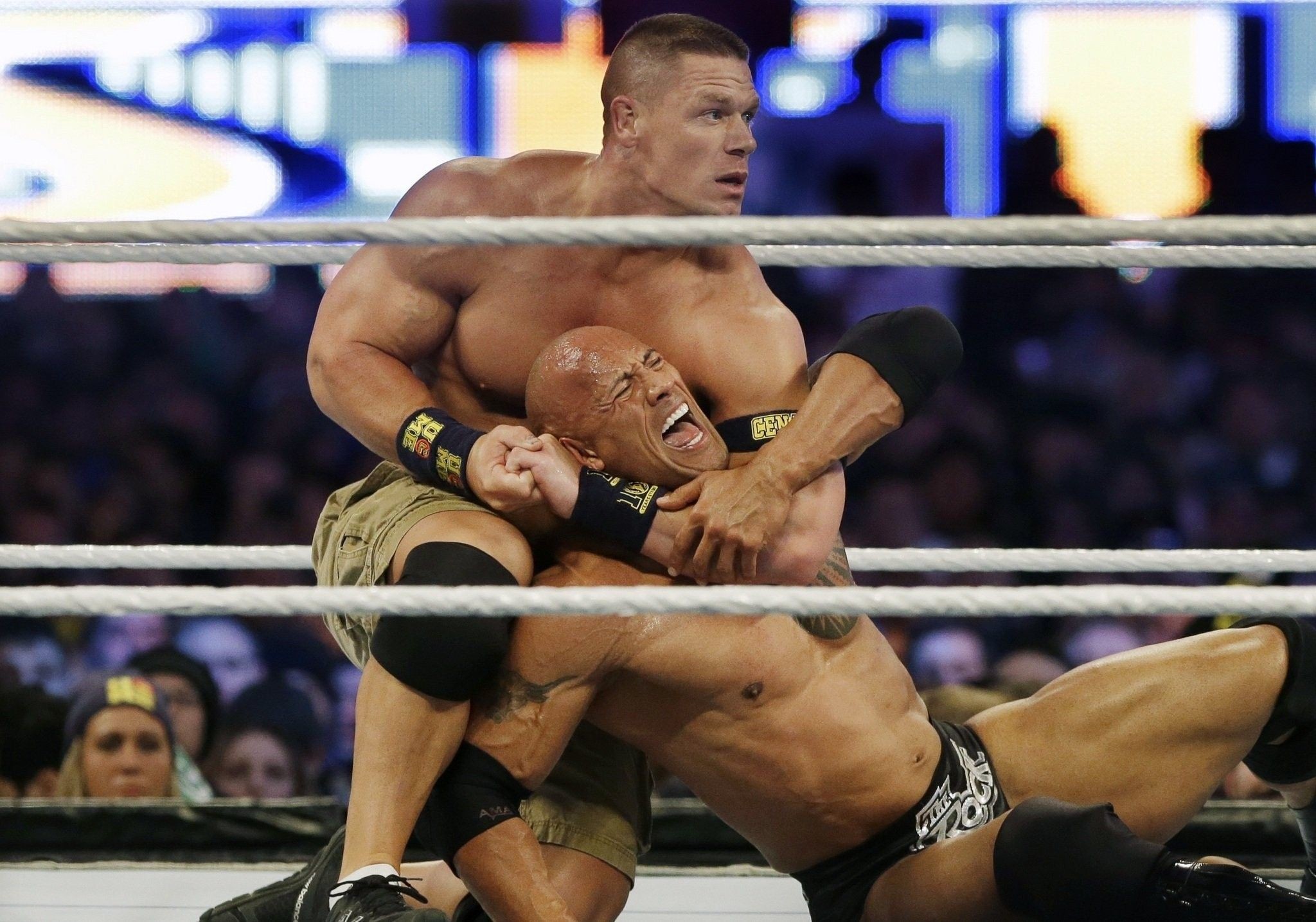 2048x1435 John Cena Fight With Rock in Wrestlemania 29