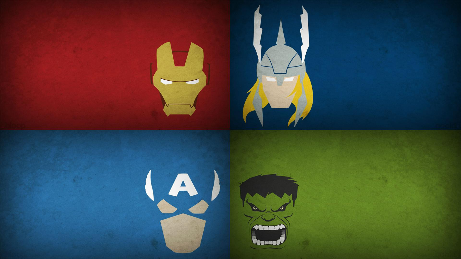 1920x1080 Avengers Blo0p Captain America Comics Hulk Comic Character Iron Man Marvel  Minimalistic Thor