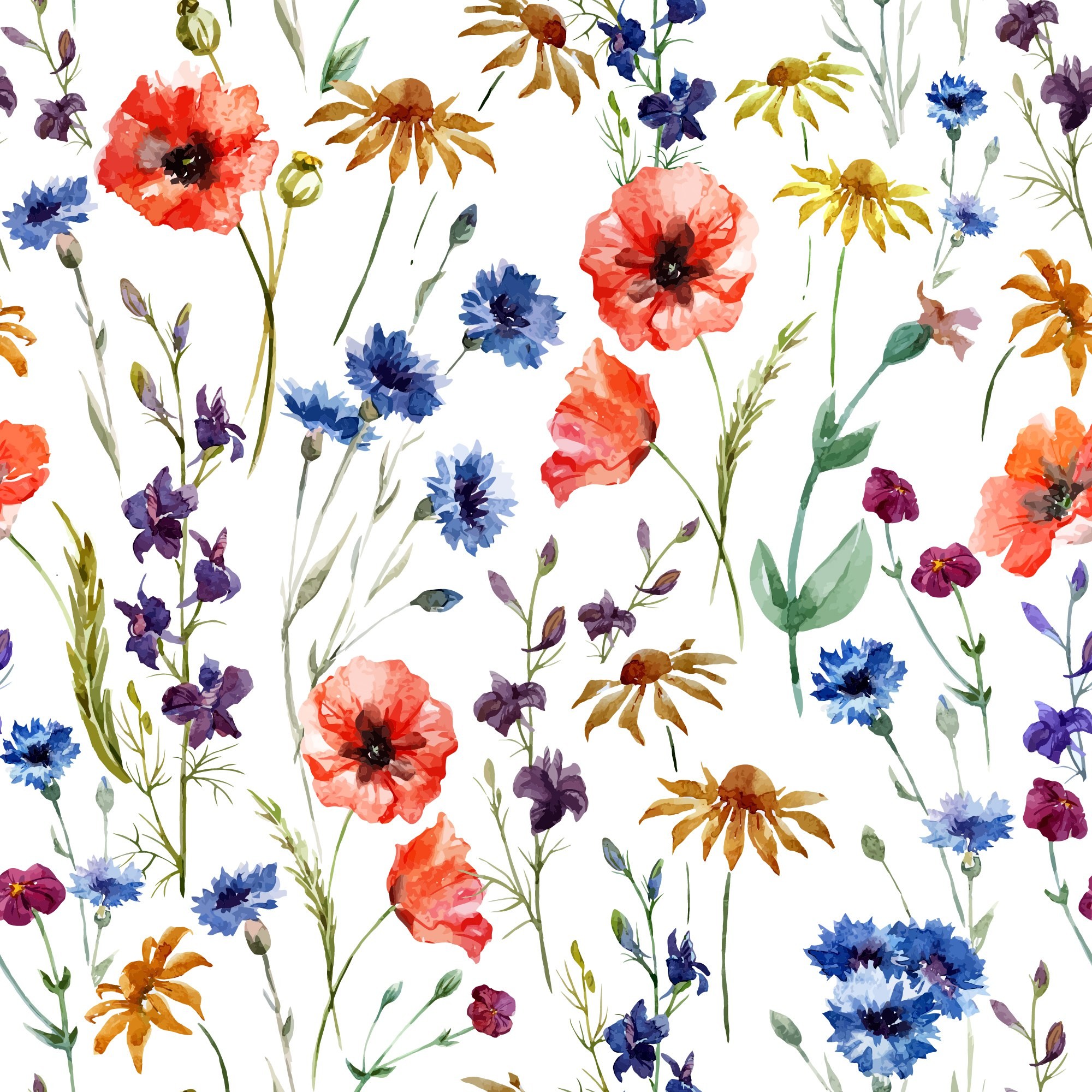 2000x2000 Background, pattern, illustration, flowers, cute, colors